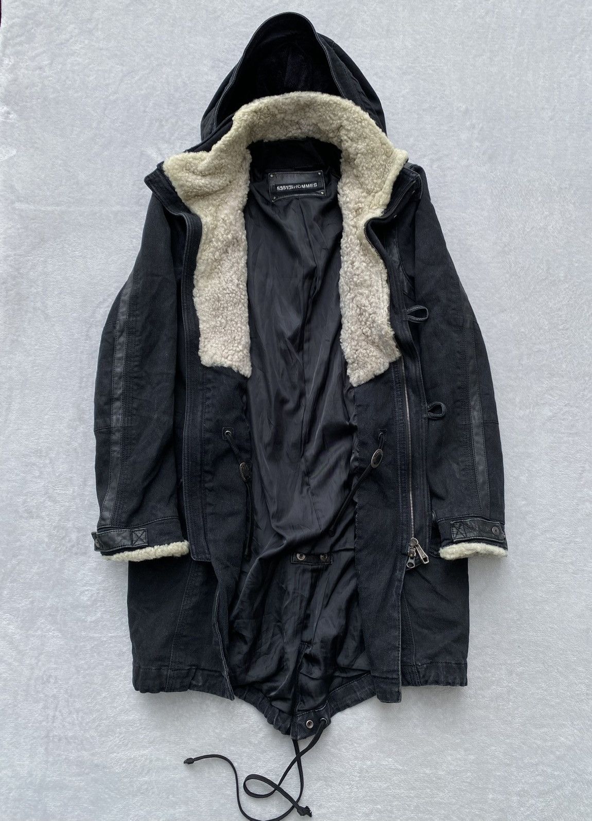 5351 POUR LES HOMMES 2000s 5351 Pour Les Hommes Leather Trimmed Washed Parka Size US S / EU 44-46 / 1 - 2 Thumbnail