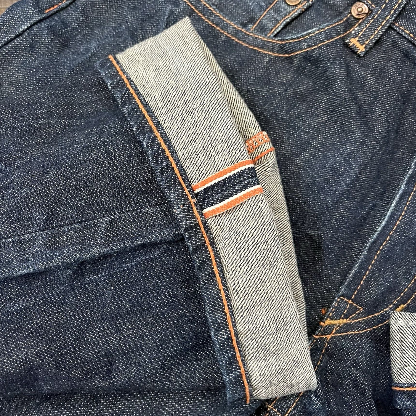 Jean Shop VINTAGE Jean Shop Selvage Jeans Men 29x29 Straight Fit Denim USA Made Dark Blue Size US 29 - 2 Thumbnail