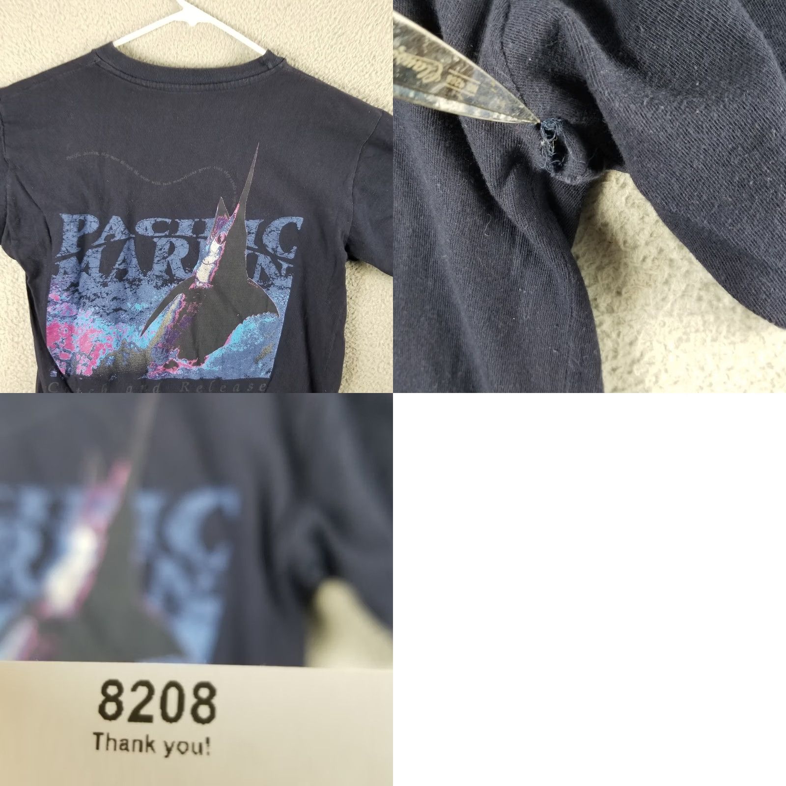 Vintage Vintage Marlin Fishing T-Shirt Men M Black Cotton Blend Logo Short Sleeve Crew Neck All Seasons Fish 90s Size US M / EU 48-50 / 2 - 8 Thumbnail