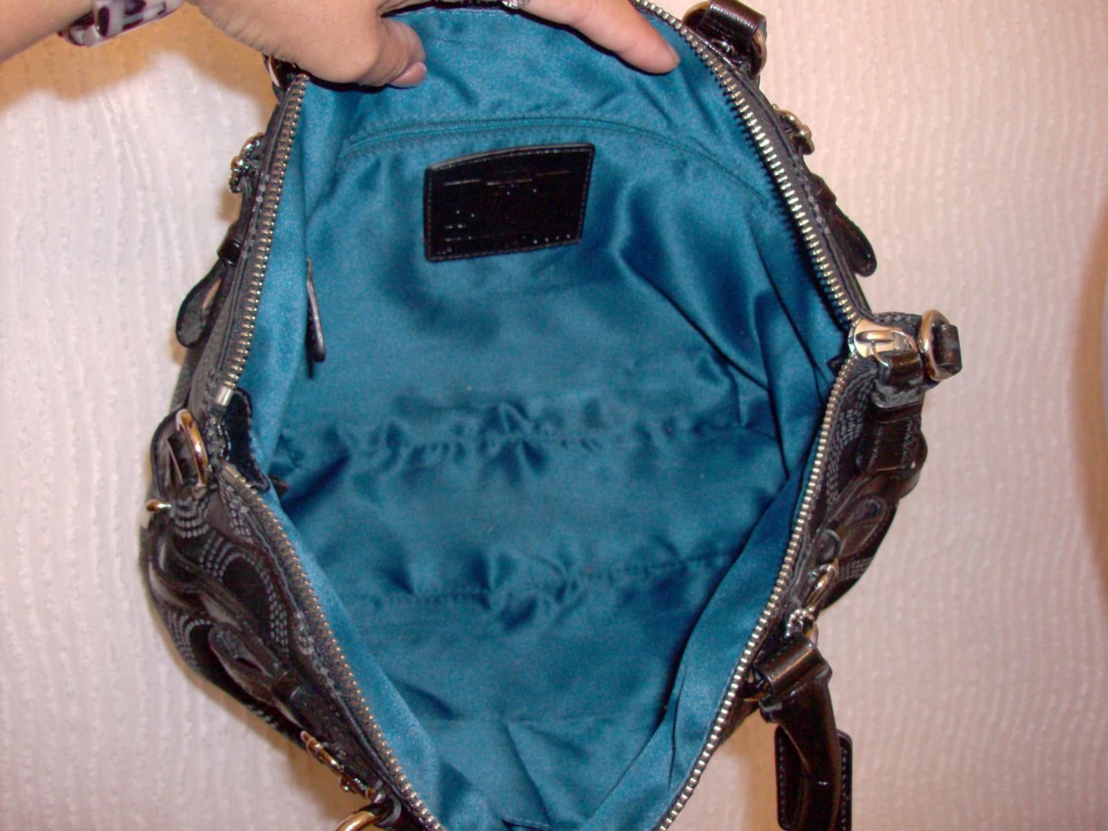 Coach Madison Op Art Dot Sophia Satchel Black Silver Bag
