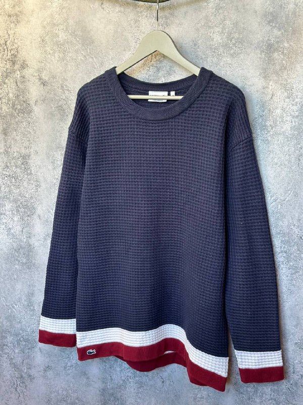 Lacoste Lacoste Waffle Knit Sweater - Made in France - Navy Pullover Size US XL / EU 56 / 4 - 1 Thumbnail
