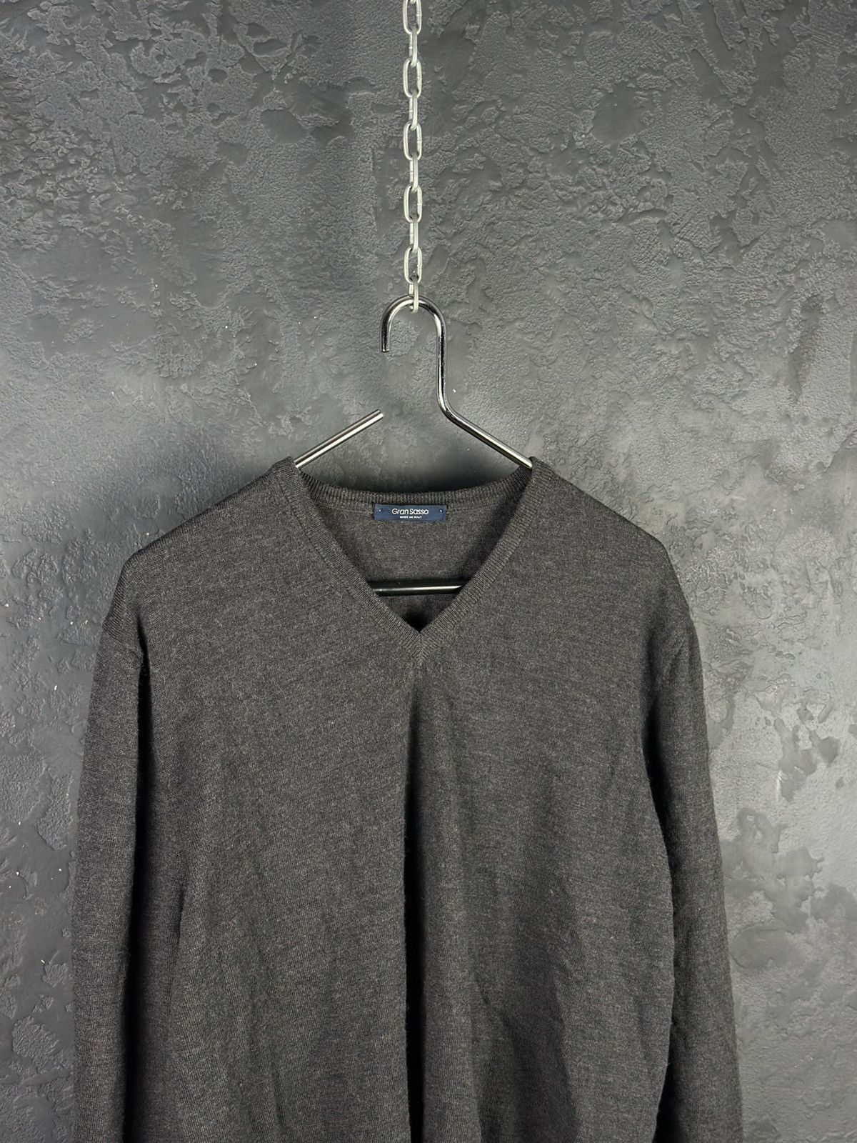 Gran Sasso Gran Sasso Gray Merino Wool V Neck Sweater Men's 54 Size US L / EU 52-54 / 3 - 2 Thumbnail