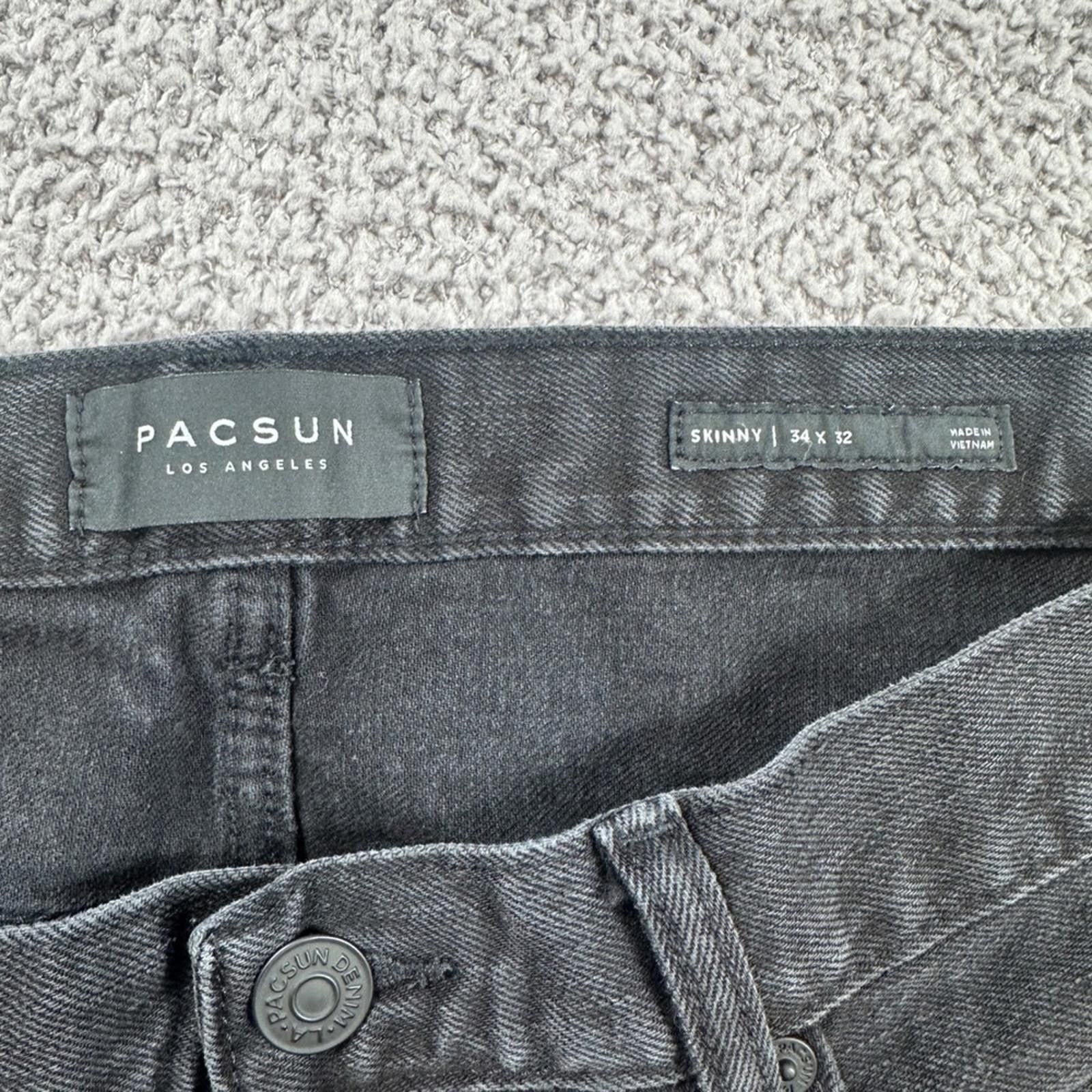 Pacsun Pacsun Mens Skinny Jeans 34x32 Black Biker Moto Ripped Denim Size US 34 / EU 50 - 5 Thumbnail