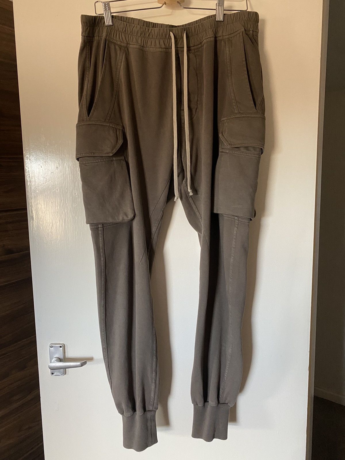 image of Rick Owens Drkshdw Mastodon Track Pants Dust XL in Khaki, Men's (Size 36)