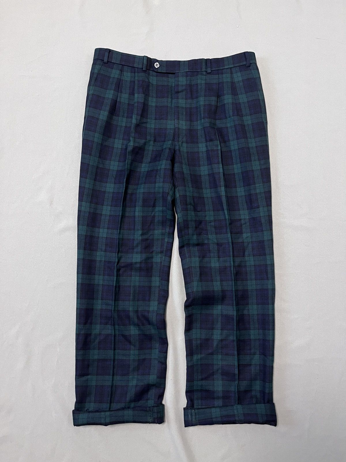 DAKS Daks London Signature Wool Black Watch Tartan Wide Pants Size US 36 / EU 52 - 1 Thumbnail