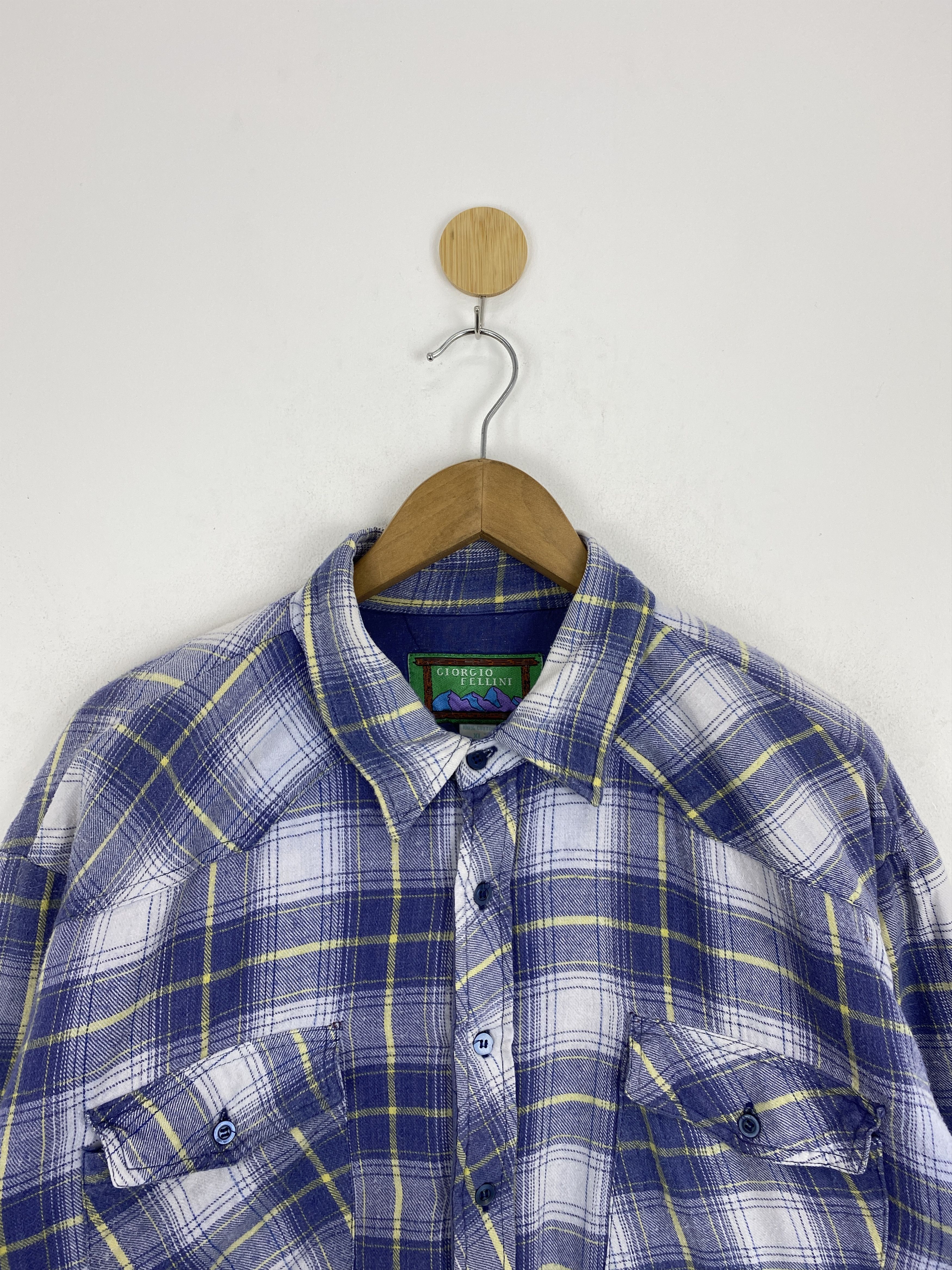 Designer × Vintage Vintage Giorgo Fellini Shadow Plaid Flannel Jacket MJ0057 Size US XL / EU 56 / 4 - 3 Thumbnail