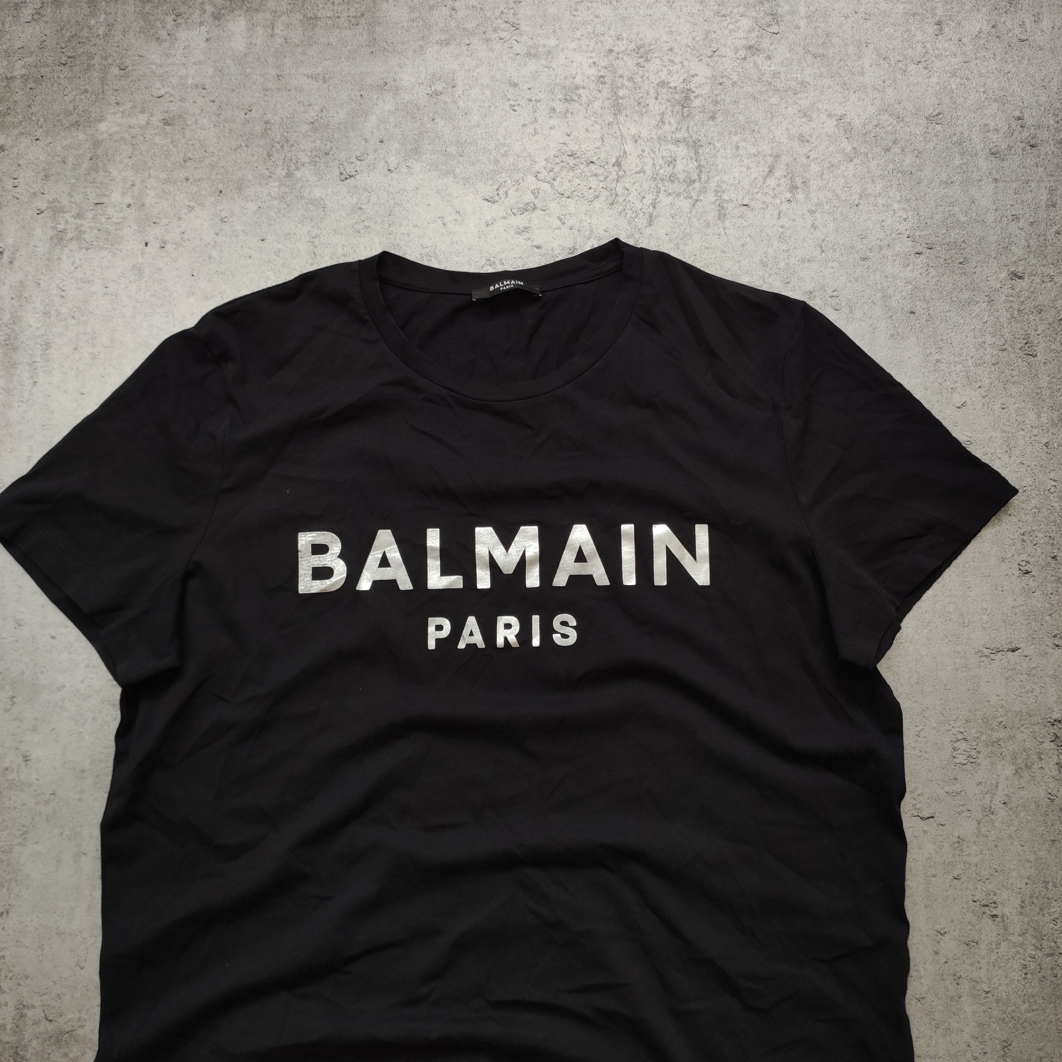 Balmain Balmain Paris Classic Big Logo Holo Black Tshirt Size US L / EU 52-54 / 3 - 3 Thumbnail