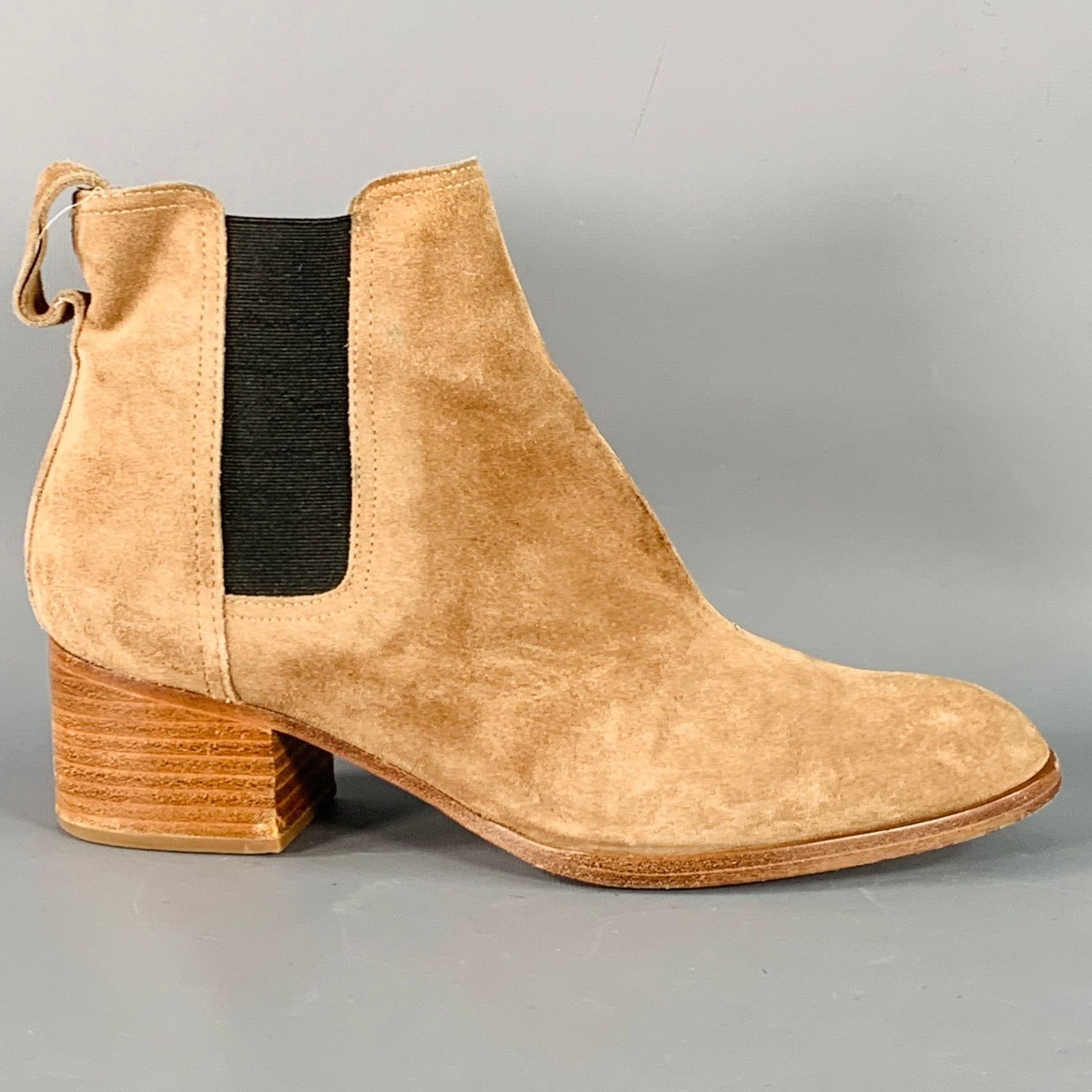 Rag & Bone RAG & BONE 9 Camel Suede Stacked Heel Chelsea Ankle Boots Size US 9 / IT 39 - 2 Thumbnail