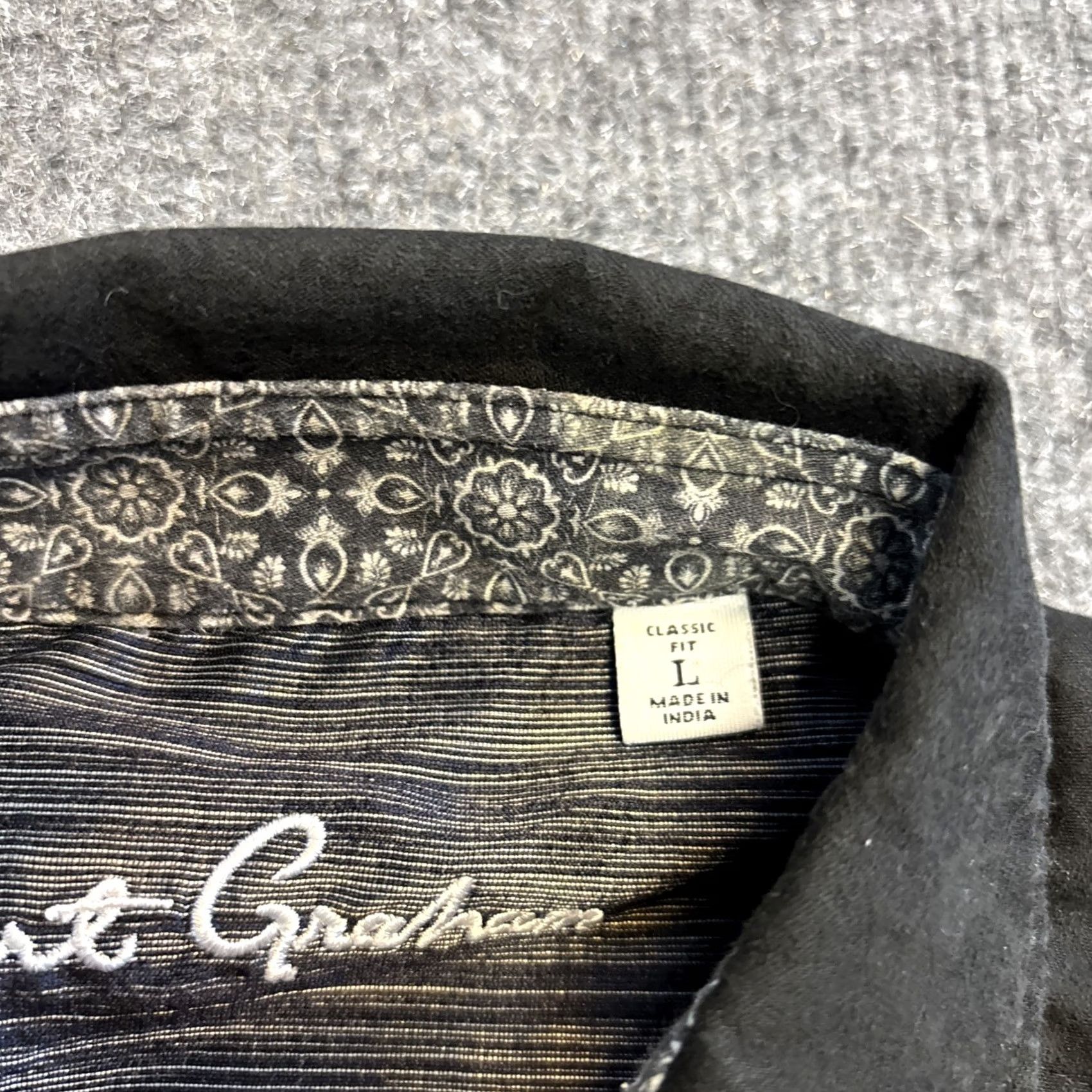 Robert Graham Robert Graham Shirt Men Large Black Long Sleeve Button Front Flip Cuff Cotton Size US L / EU 52-54 / 3 - 3 Thumbnail