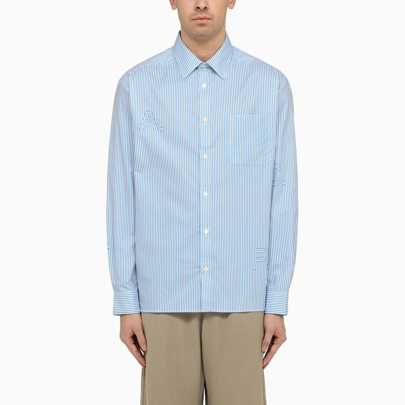 image of A P C Blue Striped Cotton Shirt, Men's (Size Medium)