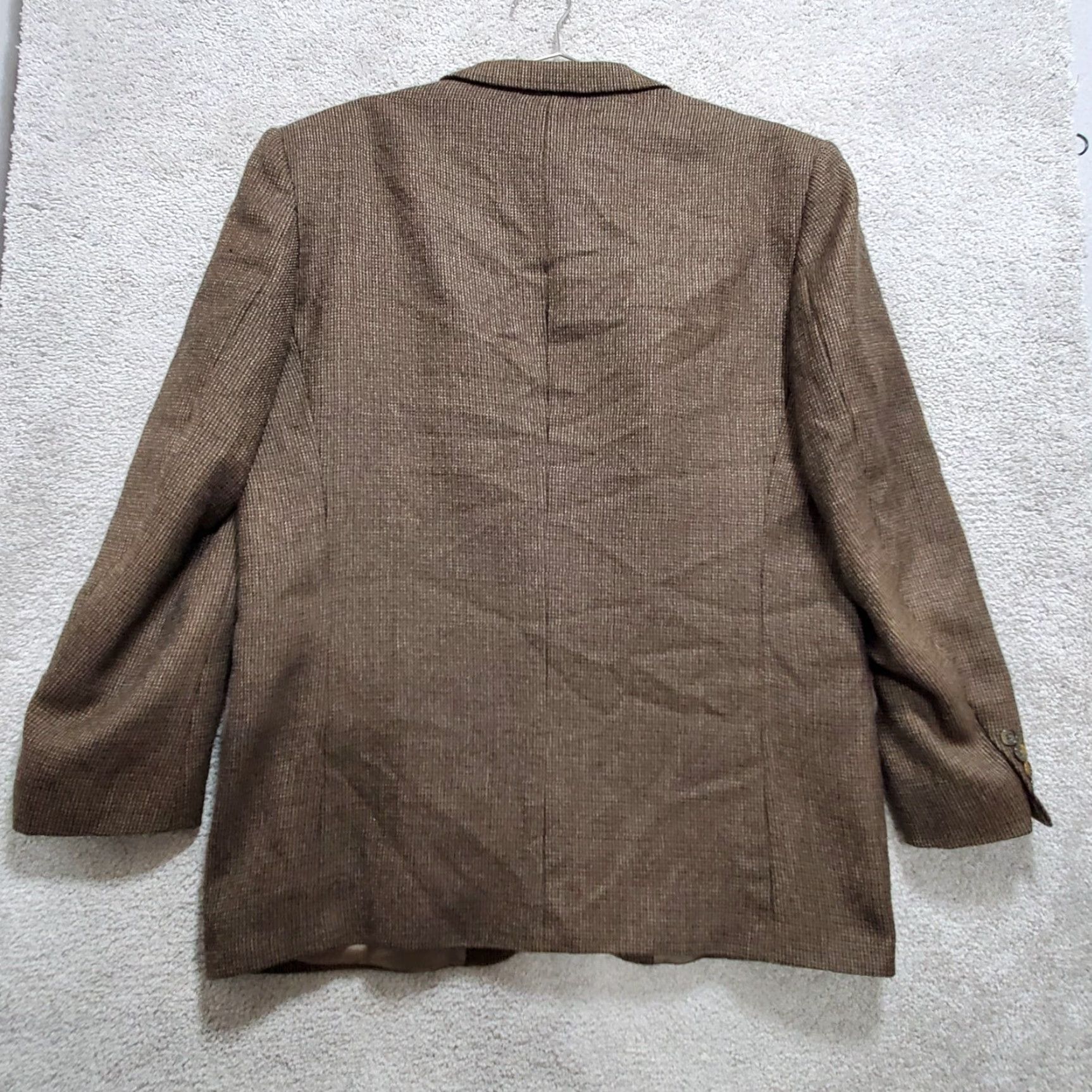 Oscar De La Renta Oscar de la Renta Blazer Men 46 L Brown Single Breasted Houndstooth Dad Grandpa Wool Tweed Notch Lapel Vintage No Size 46R - 6 Thumbnail