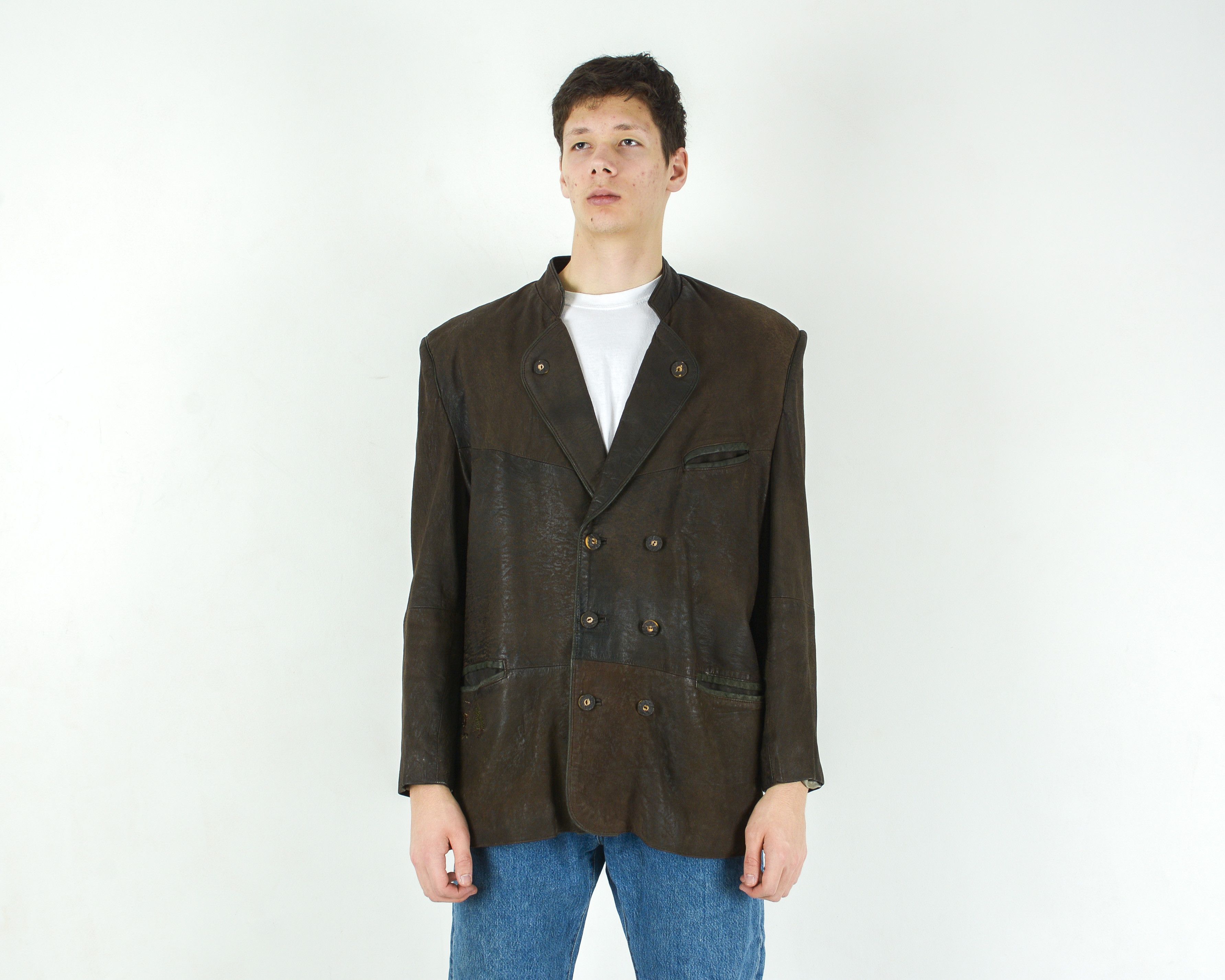 Leather W19 New Fast 2XL Leather Trachten Jacket Coat Blazer Janker Size 46R - 1 Thumbnail