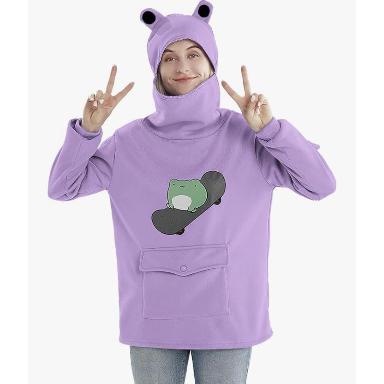 The Unbranded Brand Frog Hoodie Oversized Graphic HoodiPullover SIZE XL Size XL / US 12-14 / IT 48-50 - 4 Thumbnail