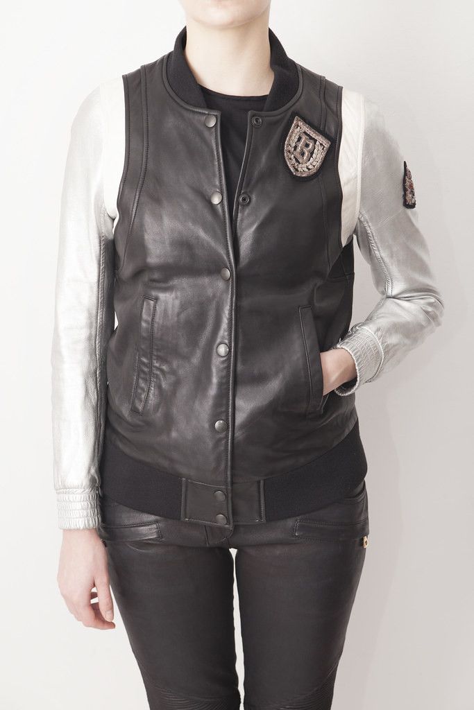 Balmain Black/silver leather varsity jacket Size XS / US 0-2 / IT 36-38 - 9 Thumbnail