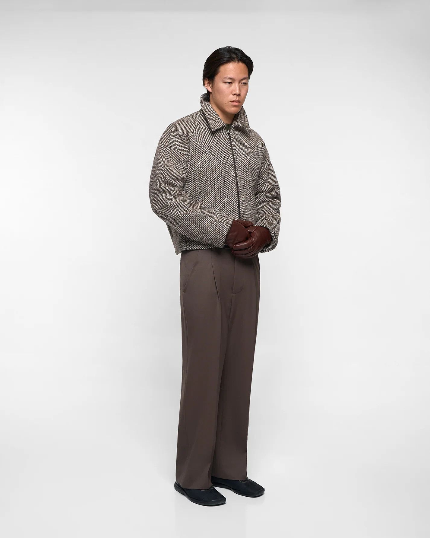 Ojardorf 💚 O. FILES Chess Wool Jacket in Mocha/Cream Medium NEW Size US M / EU 48-50 / 2 - 8 Thumbnail