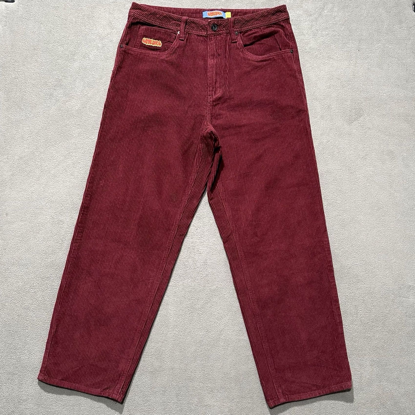 Empyre Empyre Pants Mens 30 Corduroy Wide Wale Straight Baggy 5-Pocket Logo Zipper Button Red Denim? Size US 30 / EU 46 - 2 Thumbnail