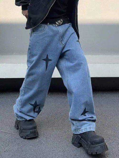 Jean Washed Baggy Denim Jeans Graphic Skate Size US 32 / EU 48 - 1 Thumbnail