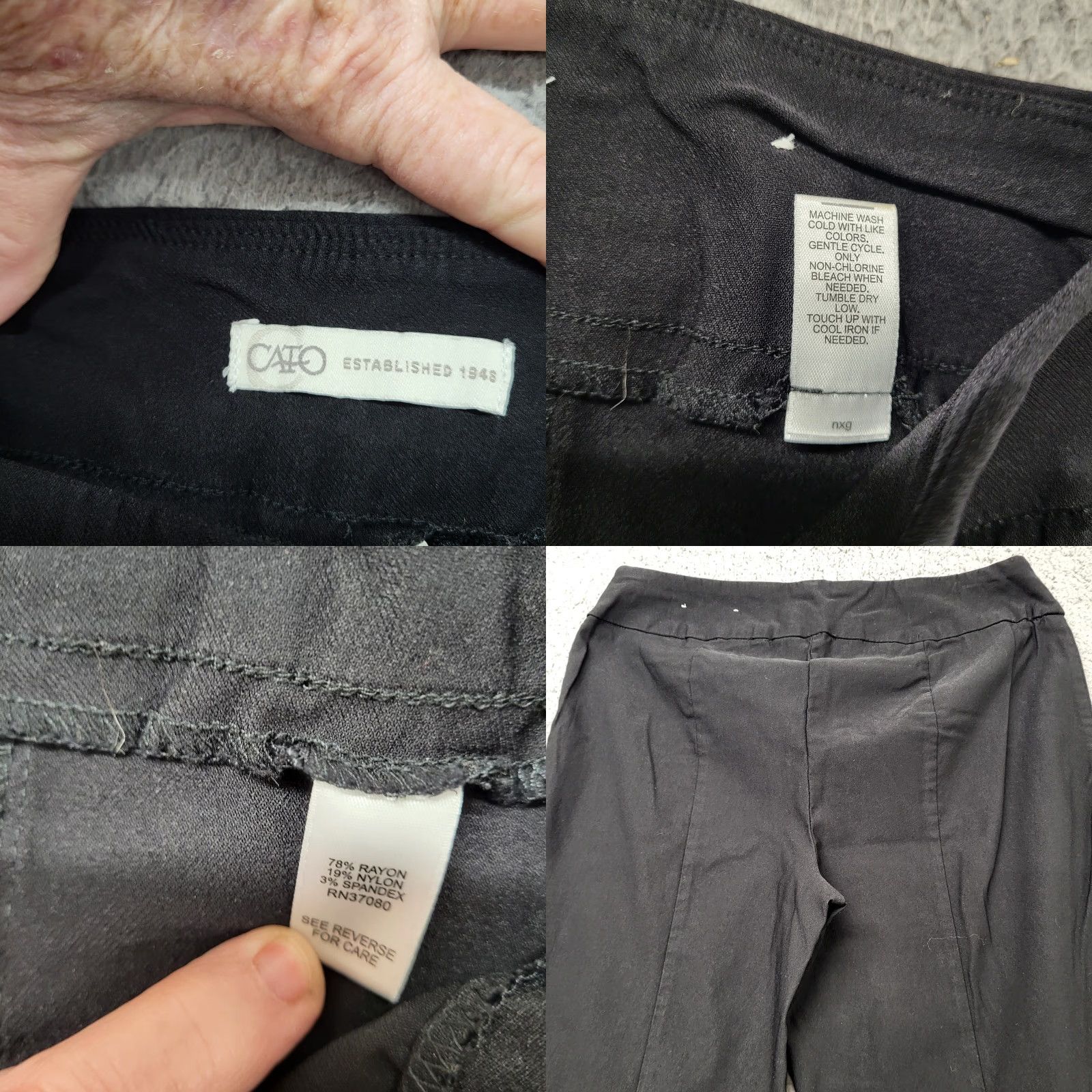 Vintage Cato Dress Pants Women's 8 Black Stretch Flat Front Mid Rise Straight Leg Pants Size 30" / US 8 / IT 44 - 8 Thumbnail
