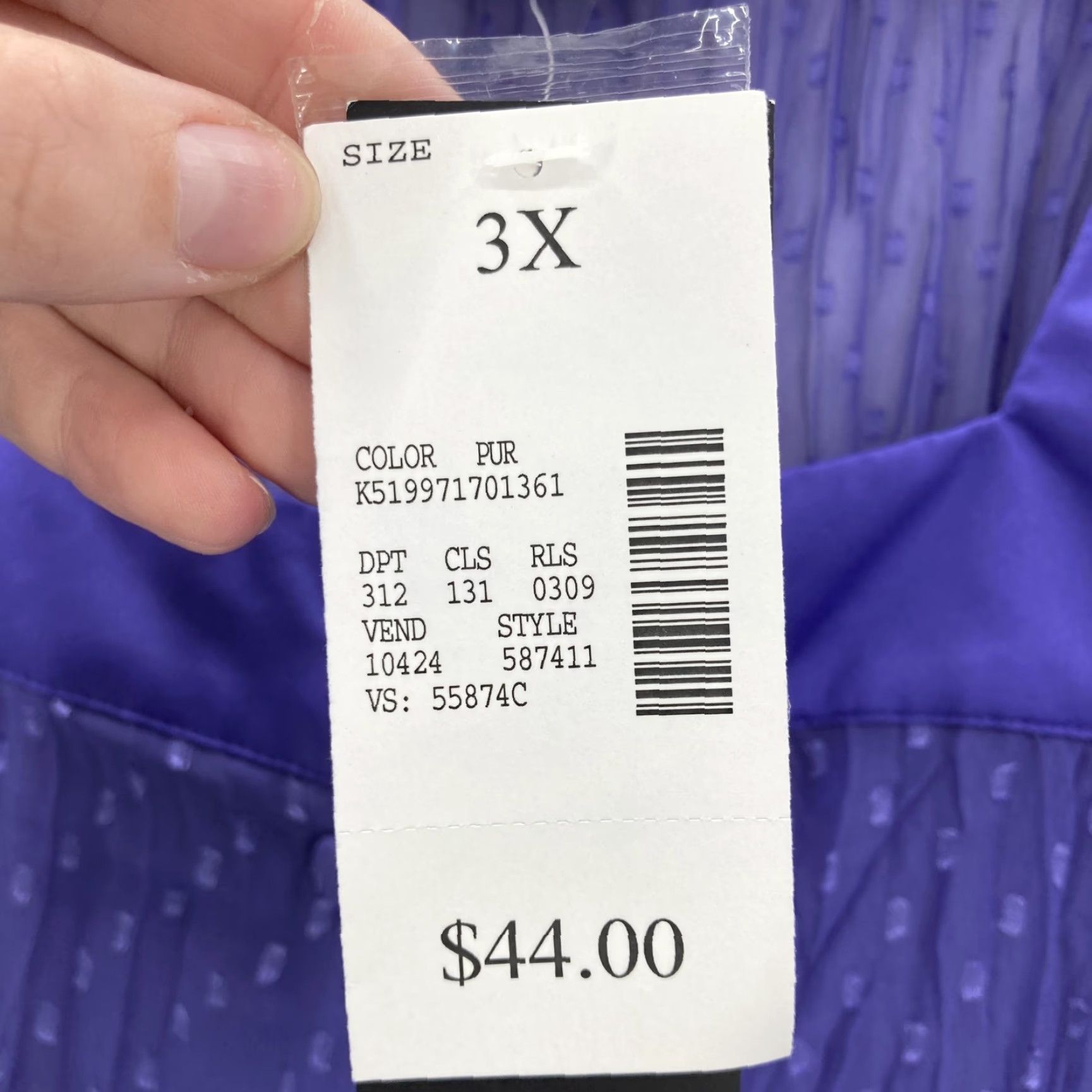 Vintage Maggie Barnes Shirt Womens 3X Purple Sheer Swiss Dot Button Front Ruffle Hem NWT Size XXL / US 16-18 / IT 52-54 - 6 Thumbnail