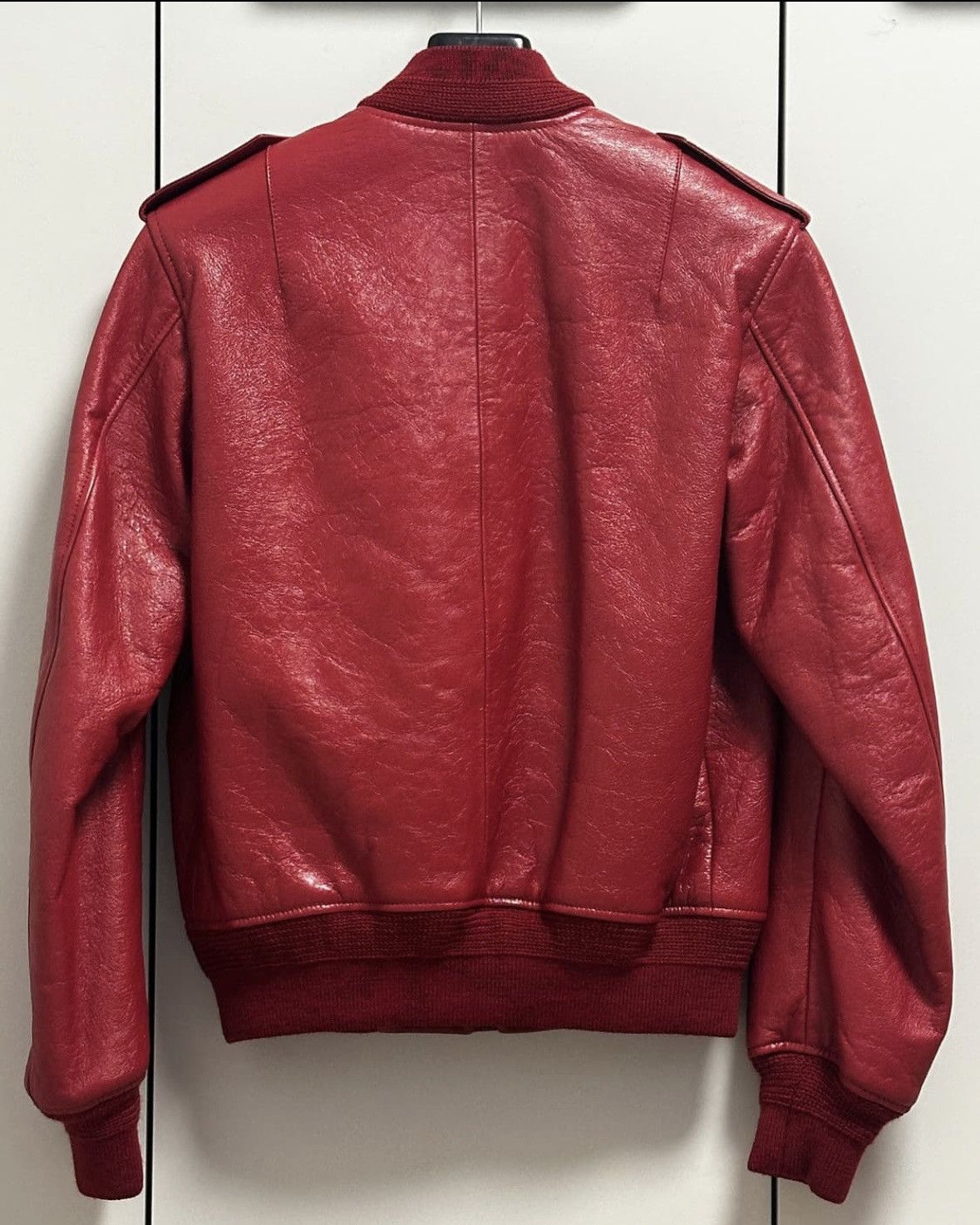 Saint Laurent Paris Saint Laurent Lambskin Leather Bomber Jacket Red Size US S / EU 44-46 / 1 - 2 Thumbnail
