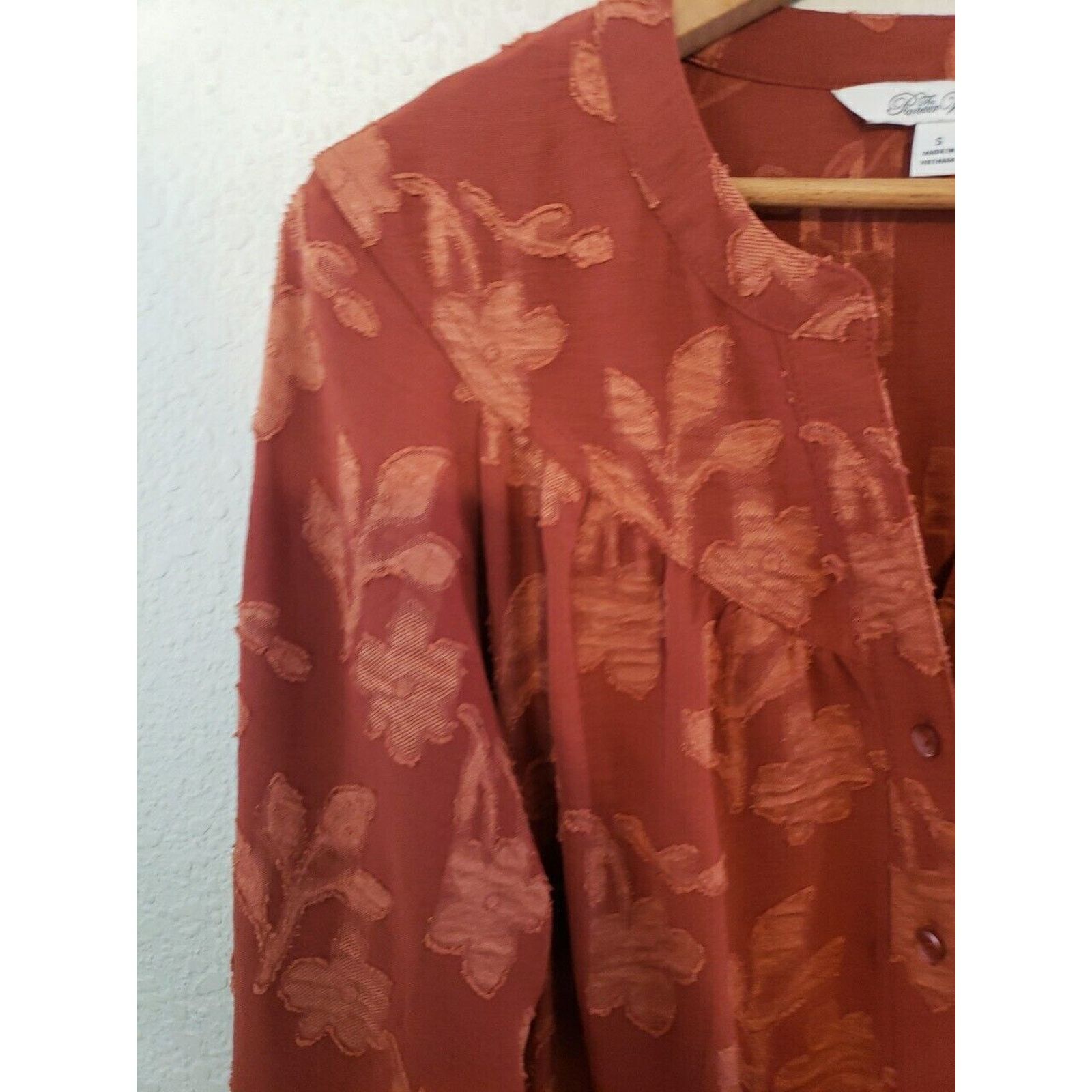 Other The Pioneer Woman Orange Floral Blouse SMALL L/S Button Top Size S / US 4 / IT 40 - 4 Thumbnail