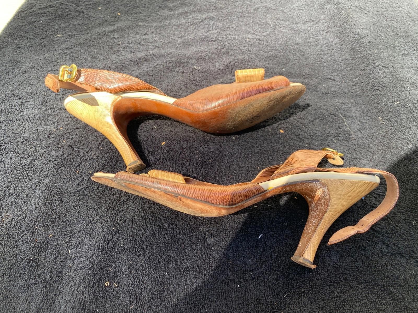 Designer Vintage Women 50s/60s Palizzio Leather Sandals SZ. 7B (S618) Size US 7 / IT 37 - 4 Thumbnail