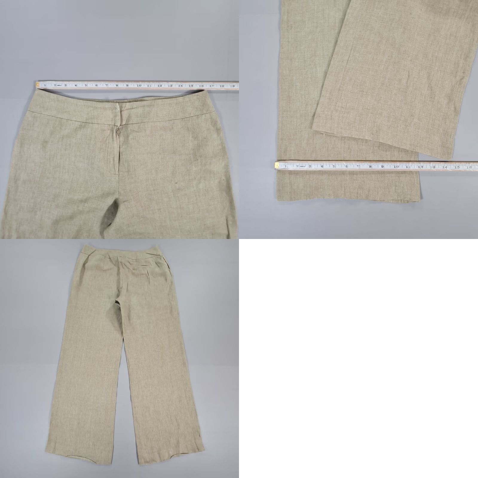 Vintage Kaliko Womens Trousers Green 16 UK Linen Wide-Leg 100% Linen Casual Summer Dress Pants Womens Size 38" / US 16 / IT 52 - 8 Thumbnail