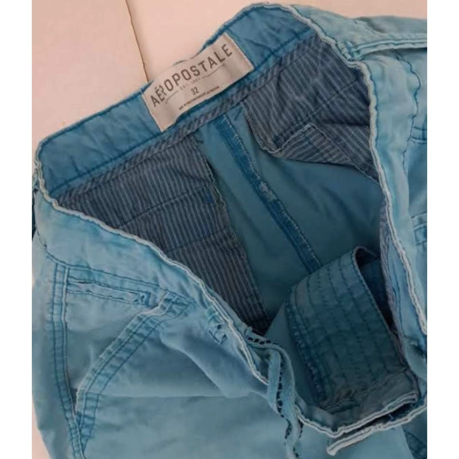 Vintage VINTAGE Aeropostale Men Cotton Shorts 32 Blue Denim Chino 9in Inseam Pockets 90s Preppy Casual Summer Mens Size US 32 / EU 48 - 3 Thumbnail