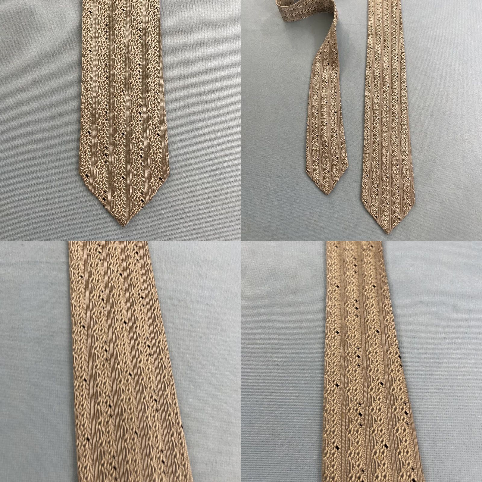 Vintage VINTAGE Neck Tie Woven Crochet Cream Tan 2.5x55 MCM Rockabilly Textured Cravat One Size Men Tie Size ONE SIZE - 9 Thumbnail