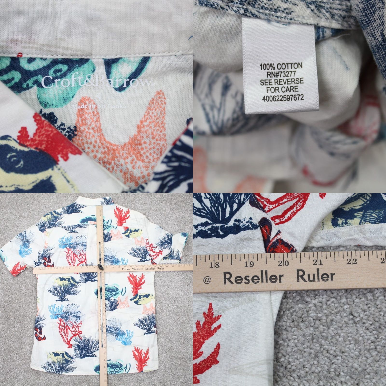 Croft & Barrow Croft & Barrow Shirt Men Small White All Over Fish Print S/S 100% Cotton NWT AOP Button-Up Casual Size US S / EU 44-46 / 1 - 8 Thumbnail