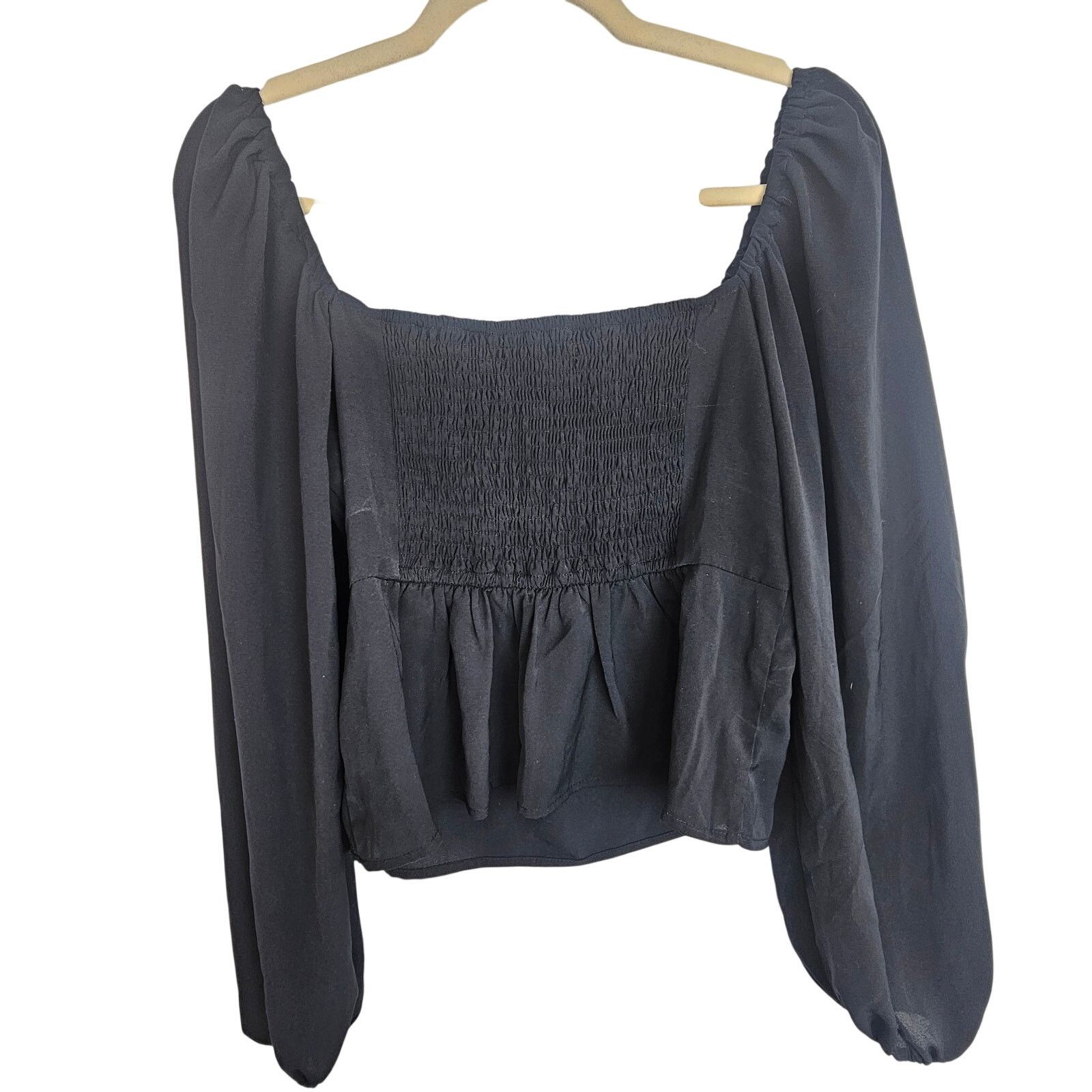 Abercrombie & Fitch Abercrombie & Fitch Cropped Peasant Babydoll Top M Smocked Size M / US 6-8 / IT 42-44 - 7 Thumbnail