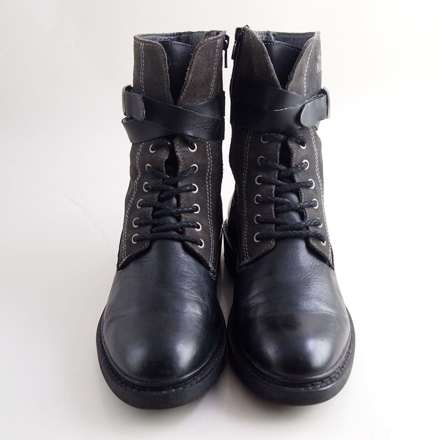 Napapijri Napapijri Combat Boots Black Leather Gray Suede US 10 EU 40 Size US 10 / IT 40 - 4 Thumbnail