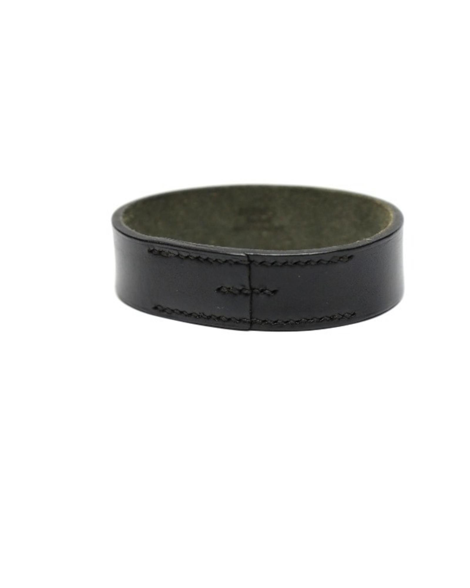 image of Hermes Sophisticated Black Leather Bangle, Women's