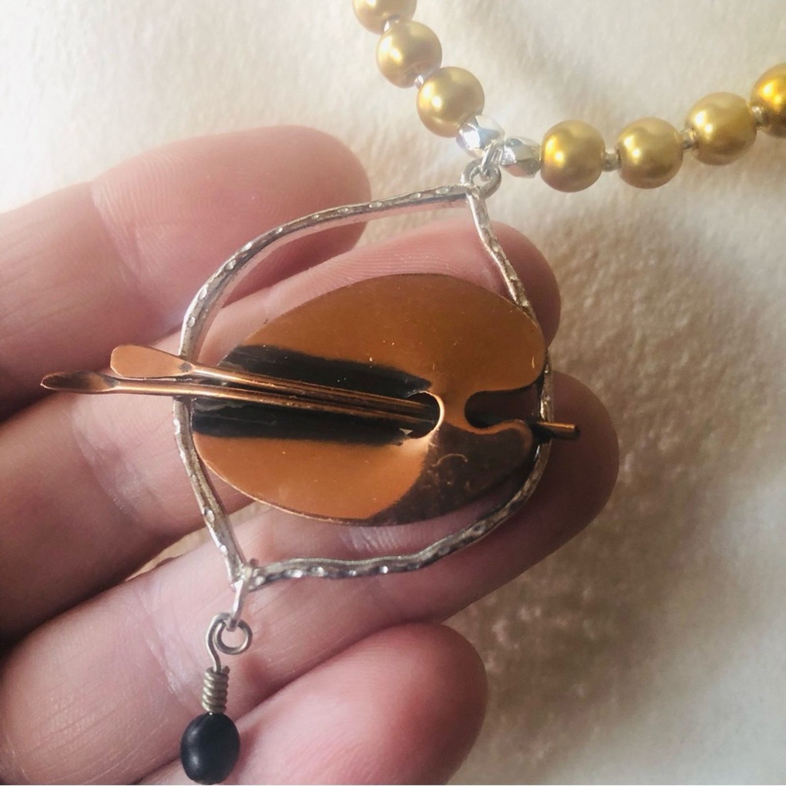 Handmade Handcrafted repurpose Renoir artist pendant Pearl necklac Size ONE SIZE - 8 Thumbnail