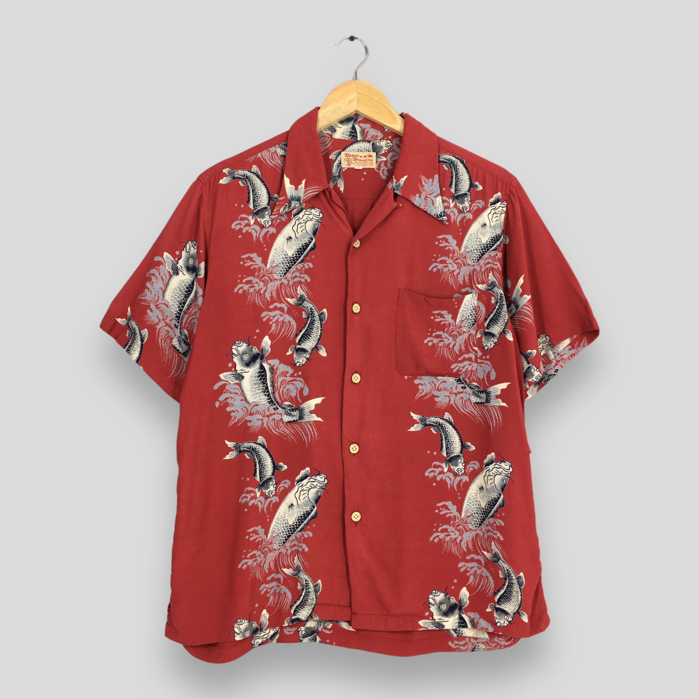 Vintage Vintage 70s Hawaiian Patina Japanese Koi Fish Rayon Shirt L Size US L / EU 52-54 / 3 - 1 Thumbnail