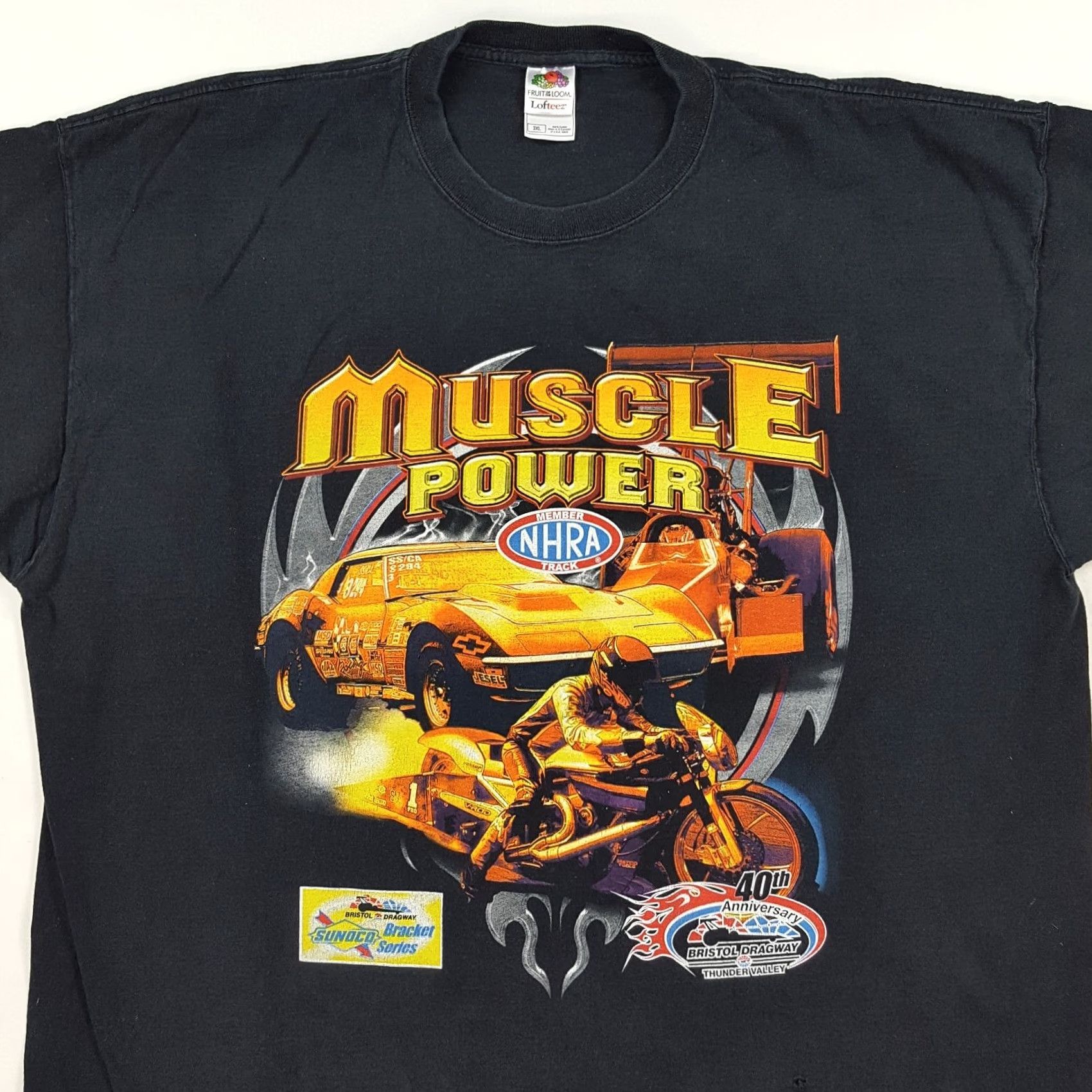 Fruit Of The Loom VINTAGE NHRA Auto T Shirt Muscle Power Car Motorcycle Men's 3XL Black Retro Graphic Print T-Shirt Size US XXL / EU 58 / 5 - 2 Thumbnail