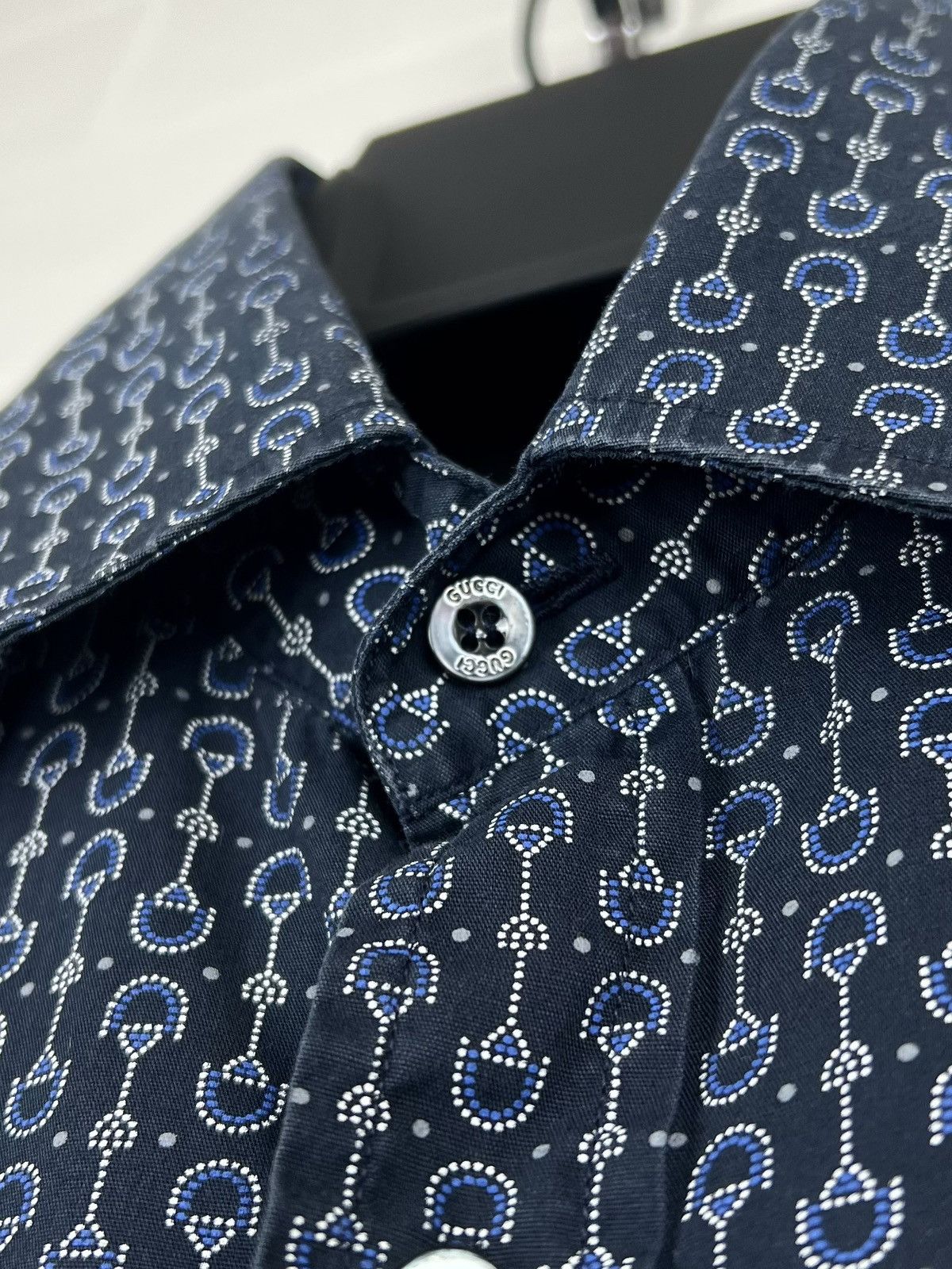 Gucci GUCCI Shirt Button Up Fitted Monogram Printed Horsebit Men's Size US S / EU 44-46 / 1 - 7 Thumbnail