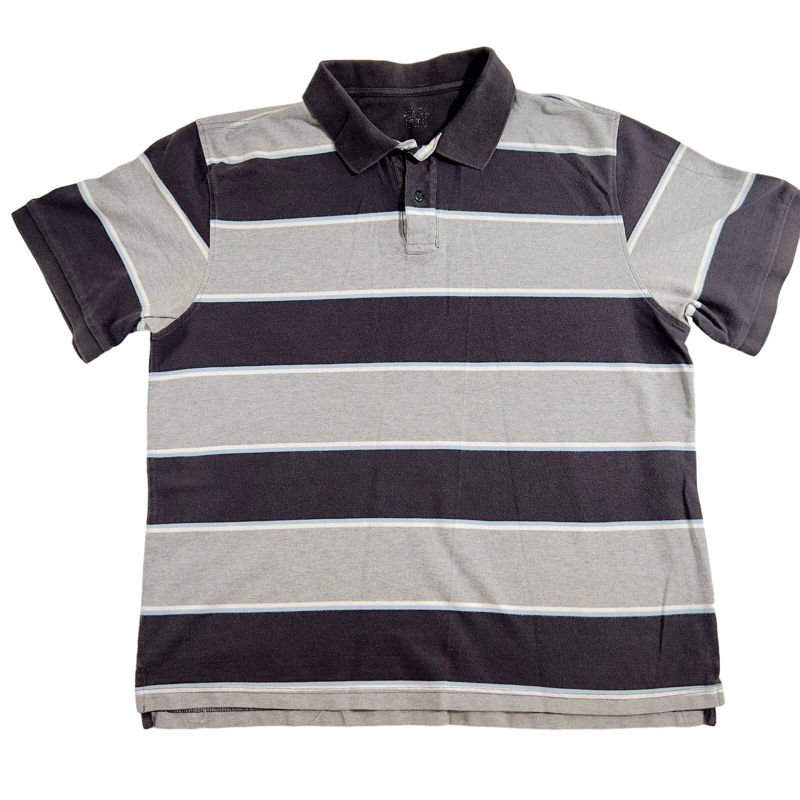 Other Polo Henley Shirt Men L Black Grey Blue Stripes Short Sleeve Size US XL / EU 56 / 4 - 1 Thumbnail