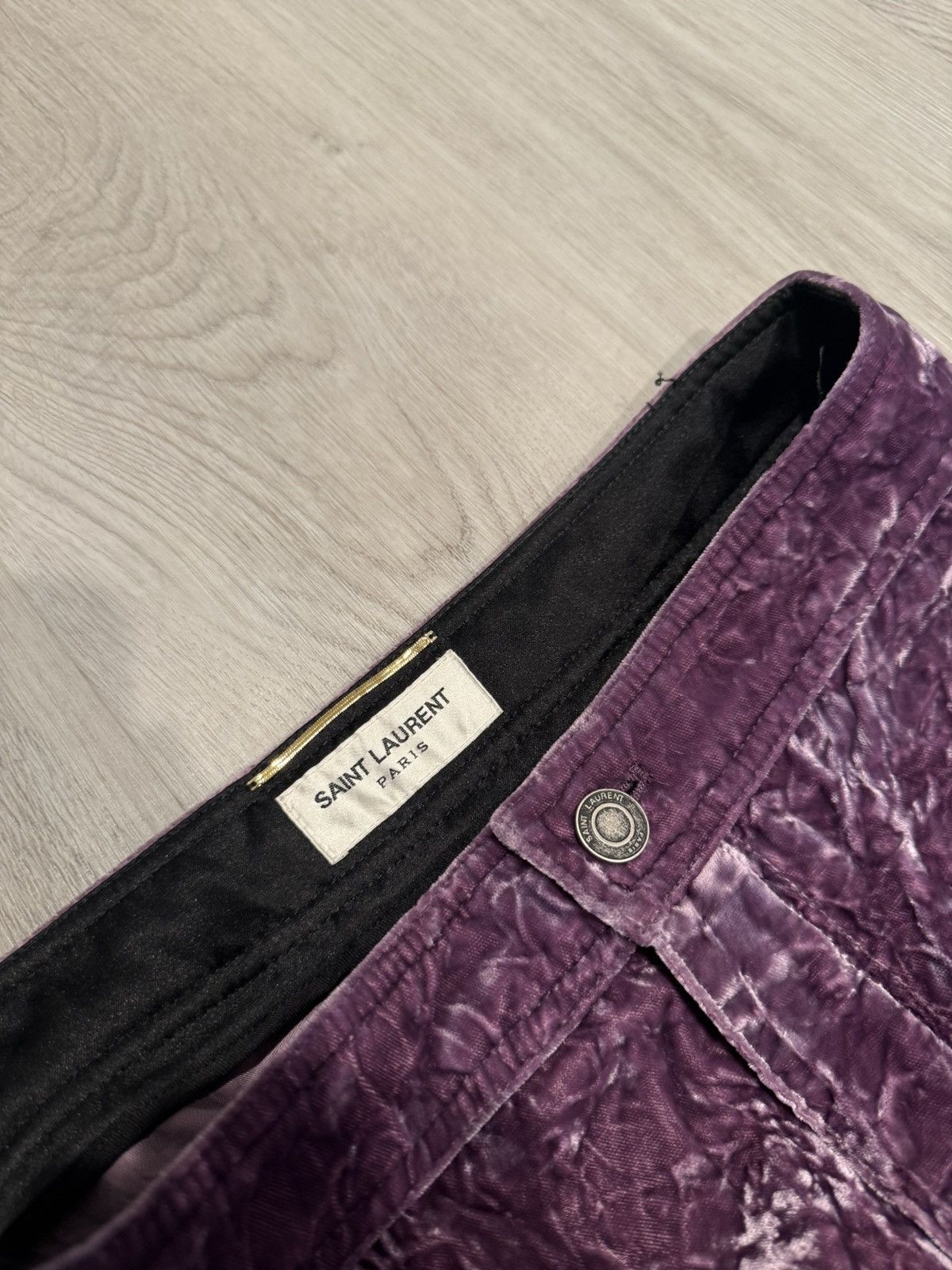 Saint Laurent Paris s/s 2022 purple velvet denim cut pants!! Size US 28 / EU 44 - 6 Thumbnail