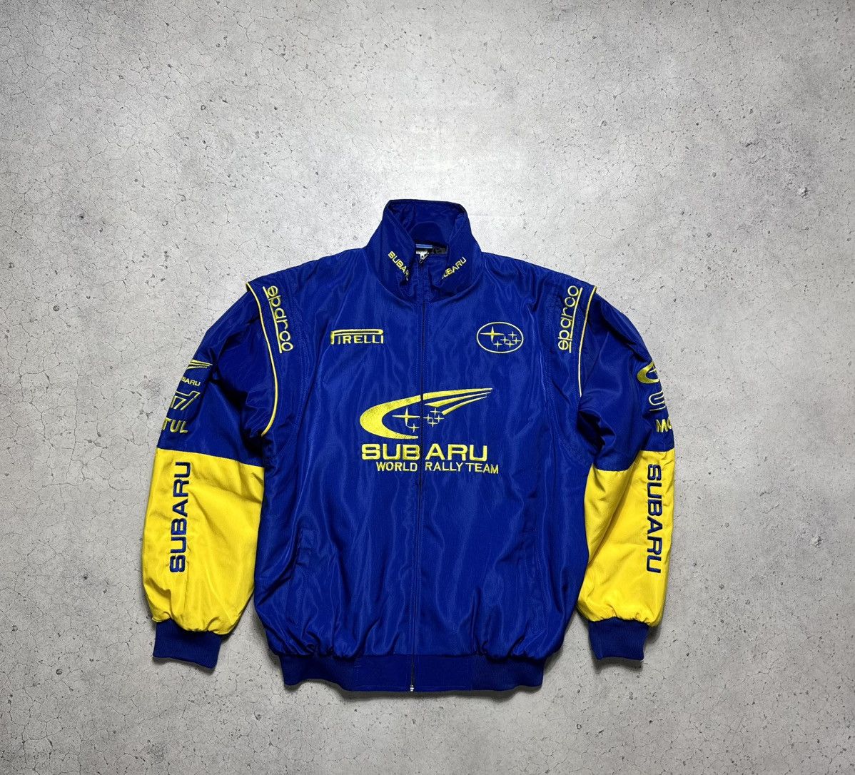 Vintage Subaru Pirelli Racing Bomber Jacket Blue Size US XL / EU 56 / 4 - 2 Thumbnail