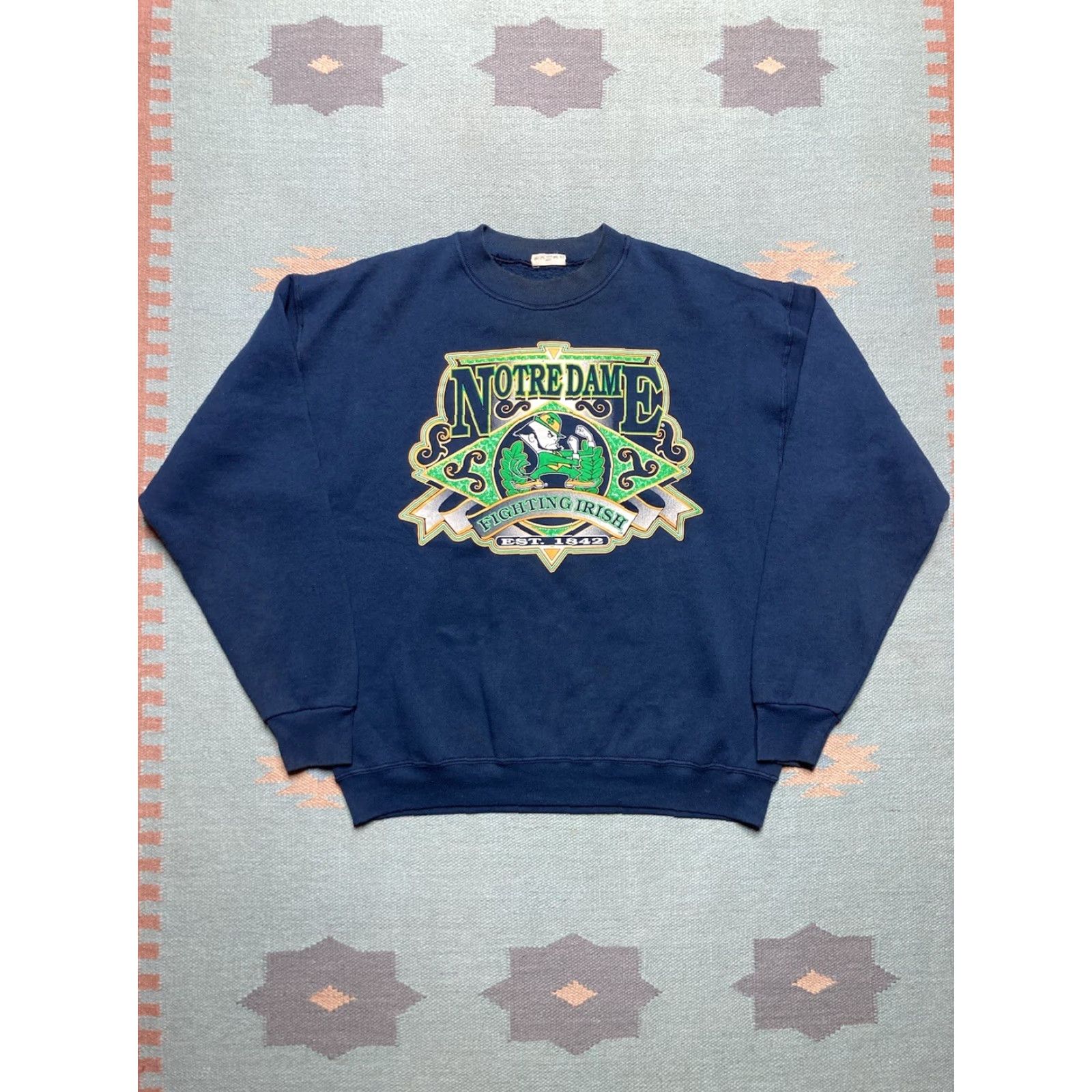 Vintage VINTAGE Notre dame fighting Irish 90s crewneck Sweatshirt Men XL Blue Size US XL / EU 56 / 4 - 2 Thumbnail