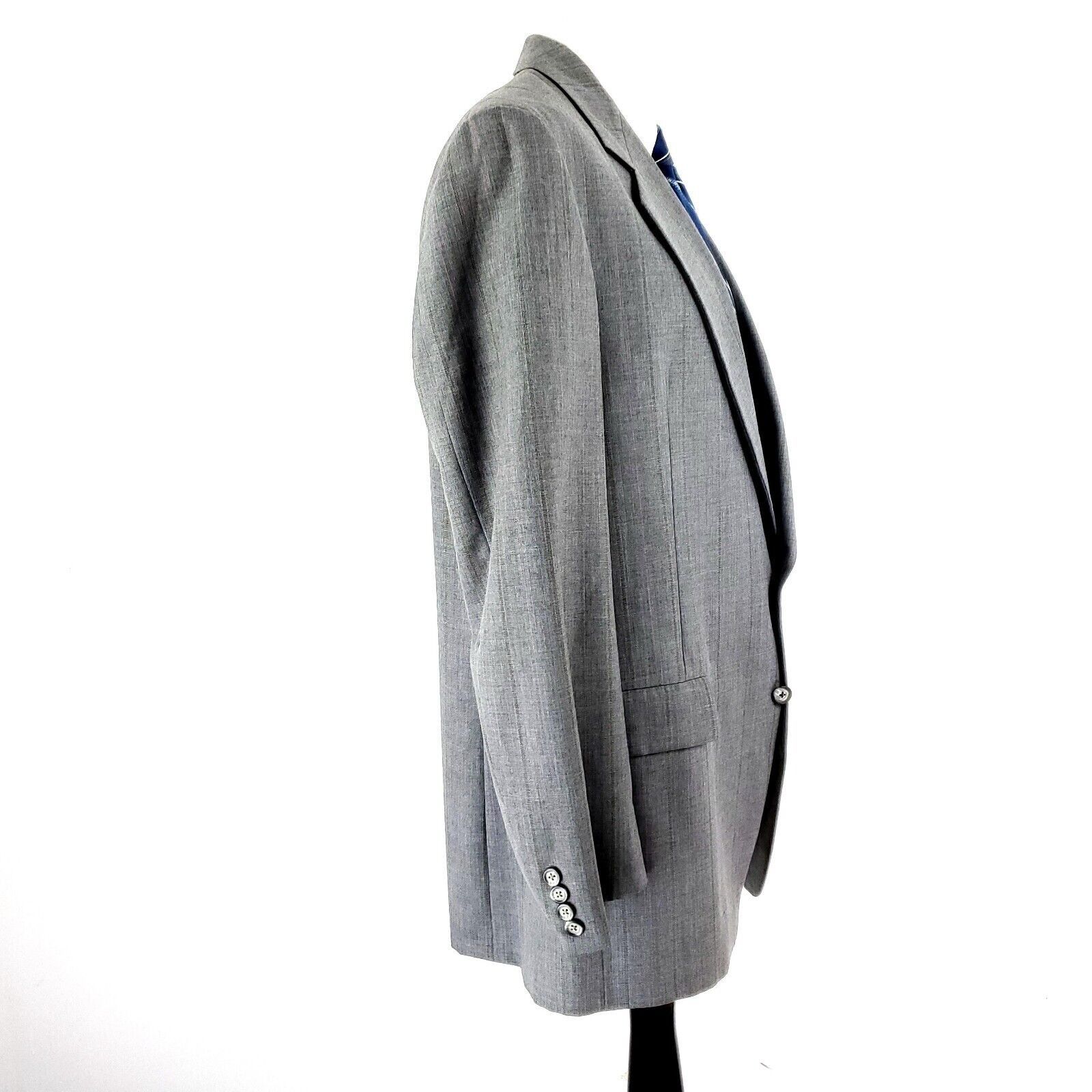 Hickey Freeman Hickey Freeman Wool 2 Button Suit Jacket 44L Gray W/ Blue Re Size 44L - 6 Thumbnail