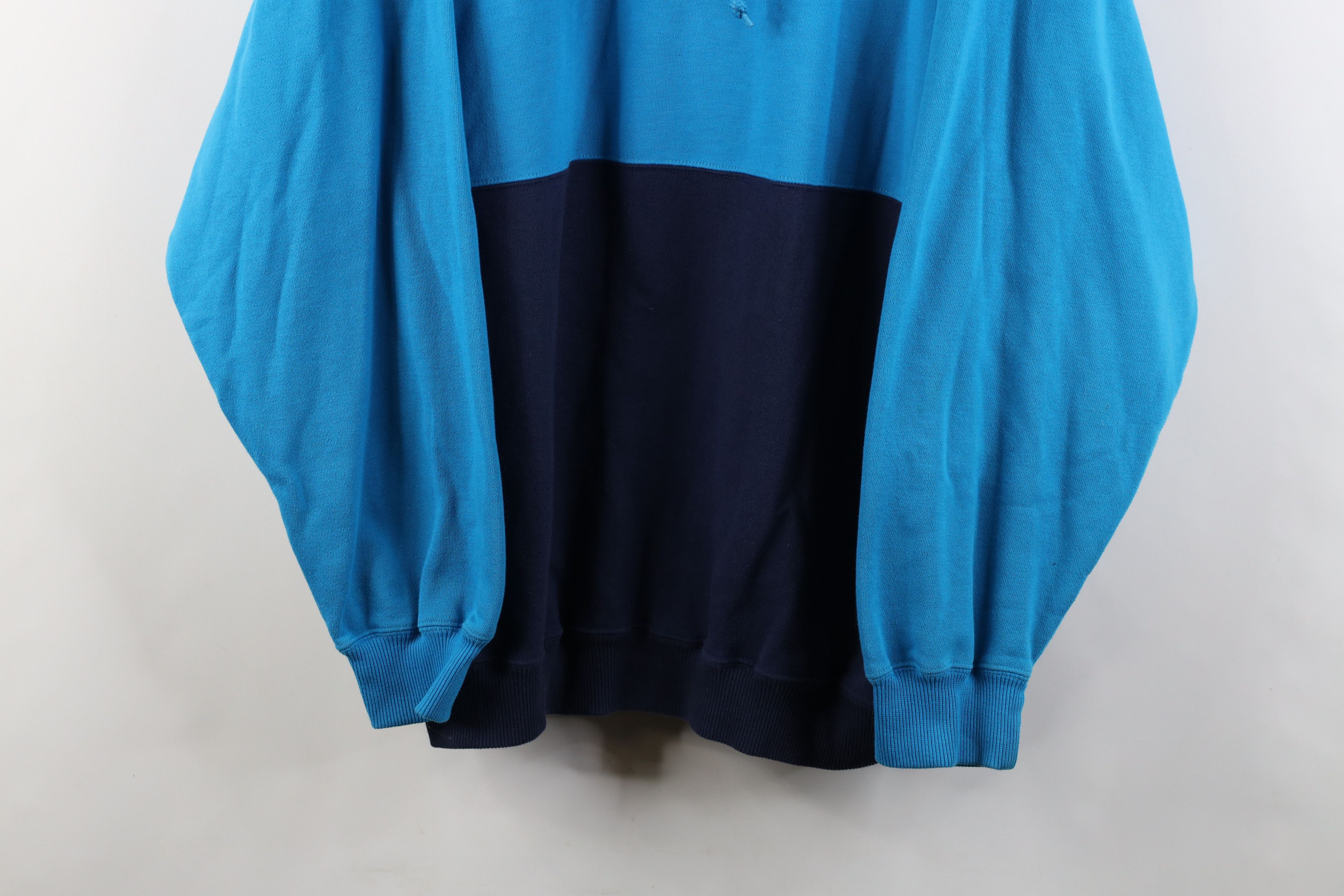Vintage Vintage 90s Streetwear Block Baggy Henley Sweatshirt Blue Size US XL / EU 56 / 4 - 3 Thumbnail