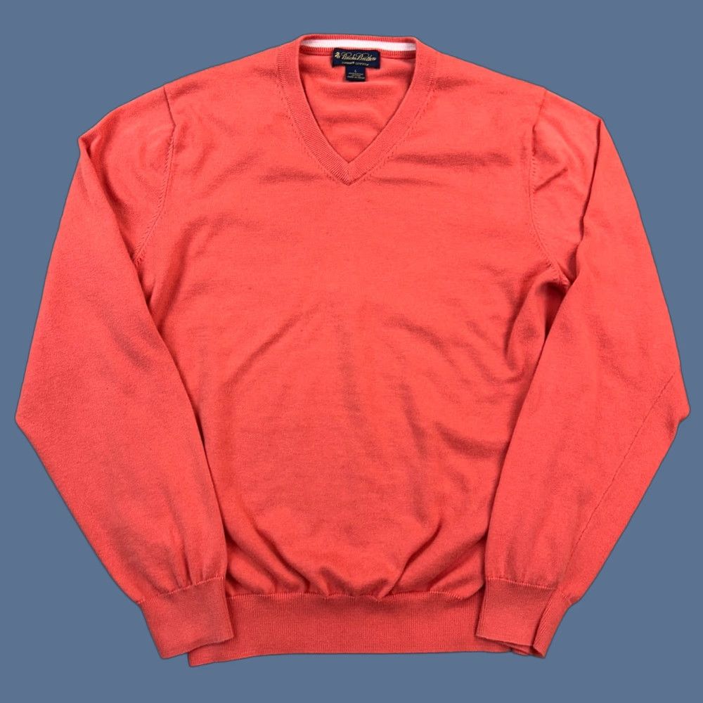 Brooks Brothers VINTAGE Brooks Brothers Sweater Mens Large Coral Supima Cotton V Neck Pullover Size US L / EU 52-54 / 3 - 1 Thumbnail