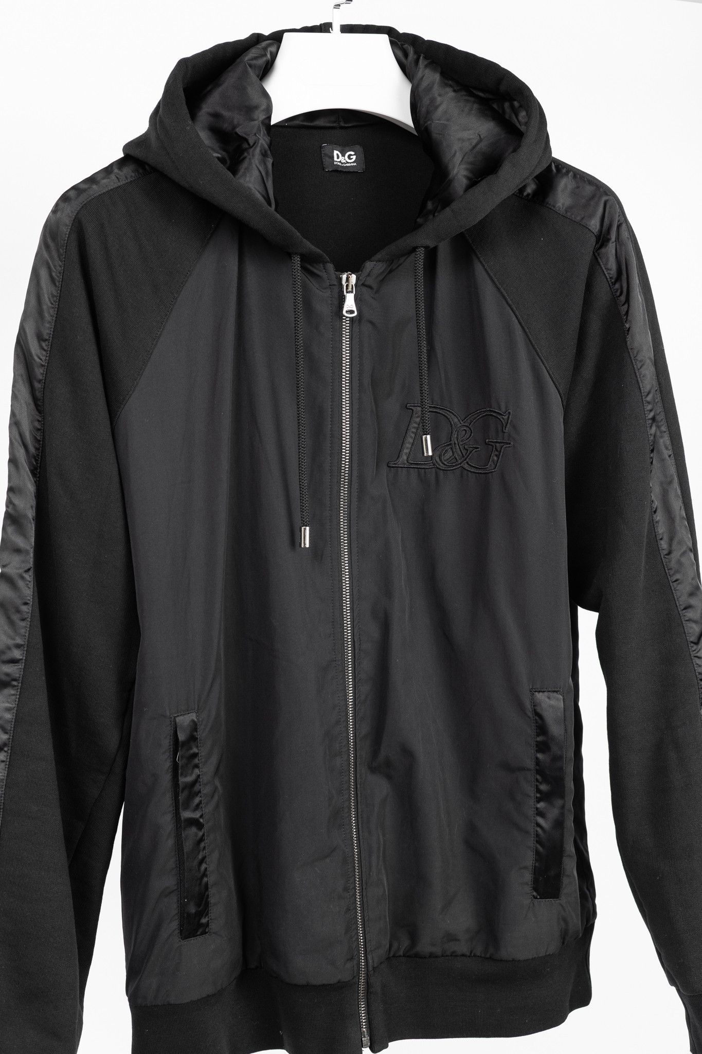 Dolce & Gabbana D&G Dolce & Gabbana Black Cotton Logo-Embroidered Zip Hoodie Size US M / EU 48-50 / 2 - 3 Thumbnail