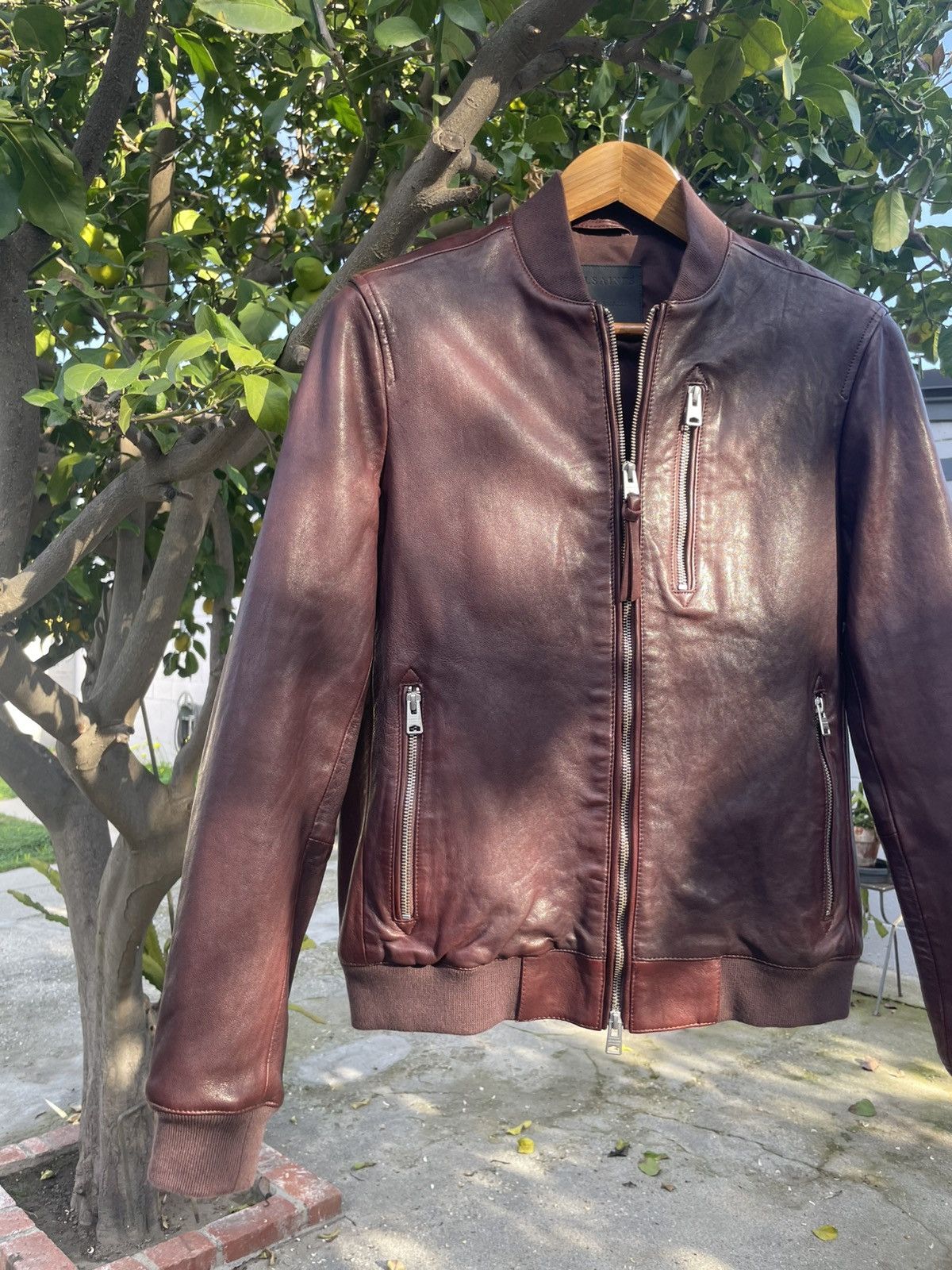 Allsaints Allsaints Mason Leather Bomber Jacket XS Oxblood Size US XS / EU 42 / 0 - 2 Thumbnail