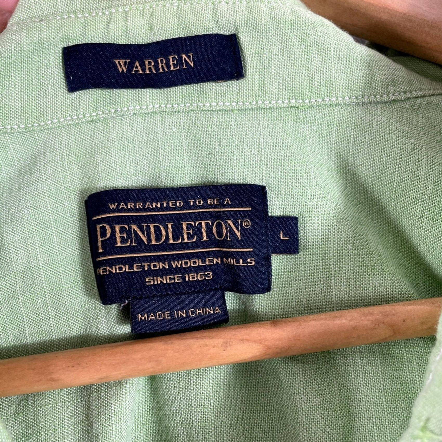 Pendleton Pendleton Warren Shirt Mens Large Green Short Sleeve Cotton Button Up Utility Size US L / EU 52-54 / 3 - 4 Thumbnail