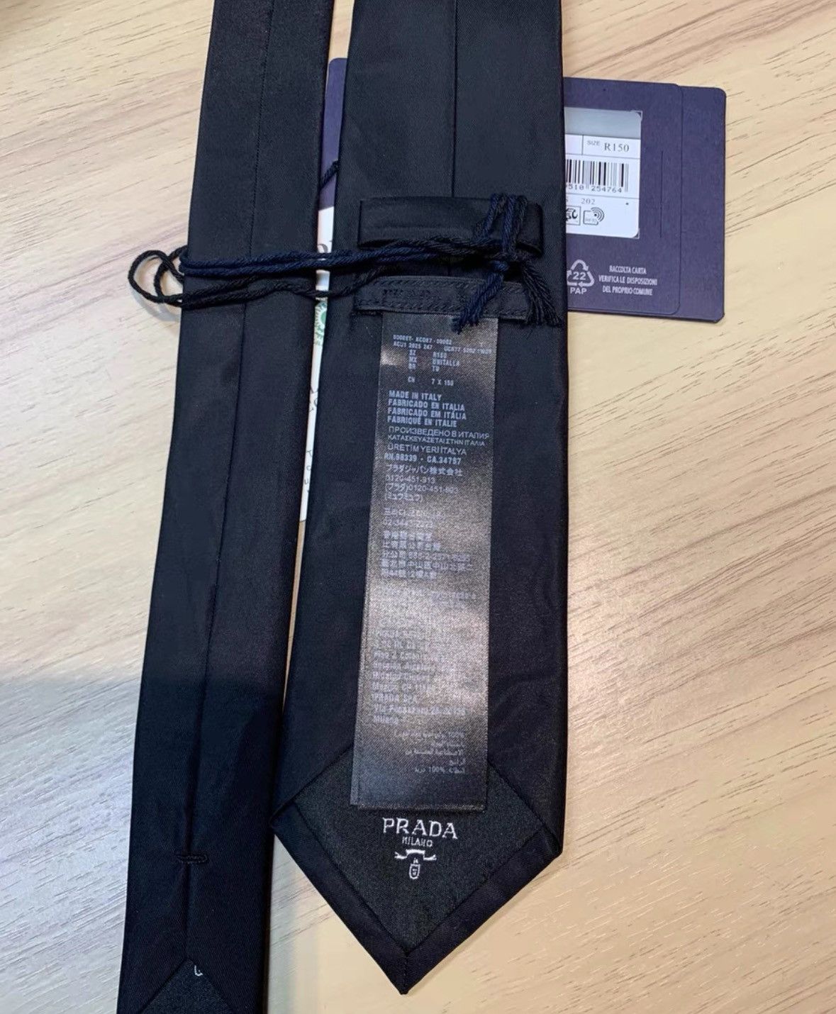 Prada Prada Black Linen Tie with Tag-2506 Size ONE SIZE - 8 Thumbnail