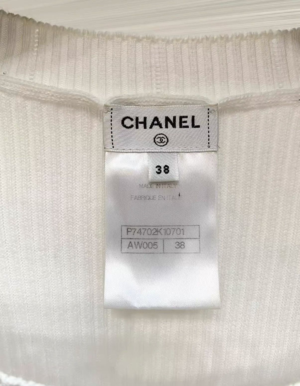 Chanel Chanel Classic White Square Neck Elbow Sleeve Knit Top J33 Size S / US 4 / IT 40 - 4 Thumbnail
