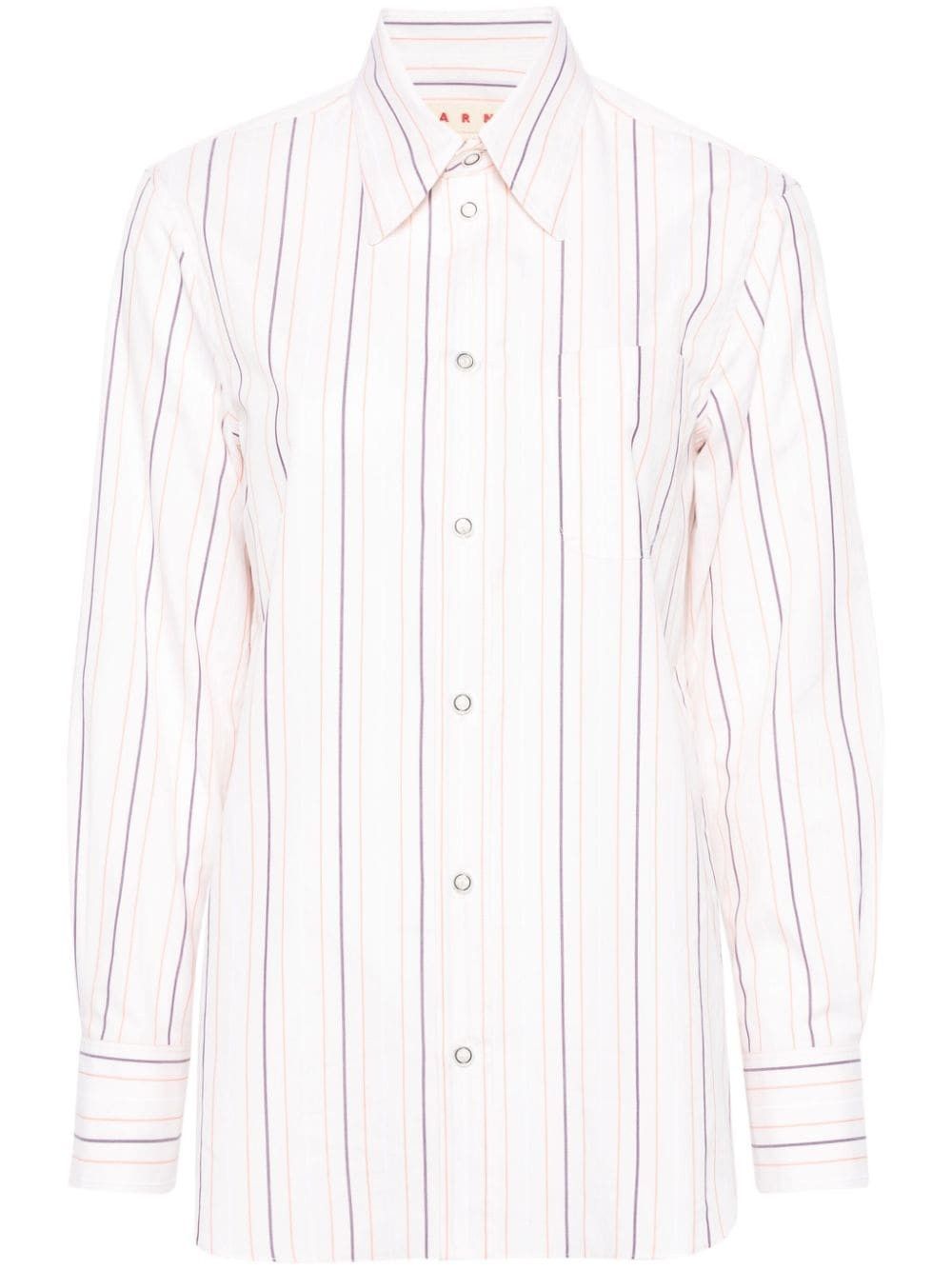 Marni o1f1d3z0525 Striped Cotton Shirt in Multicolor Size M / US 6-8 / IT 42-44 - 1 Thumbnail